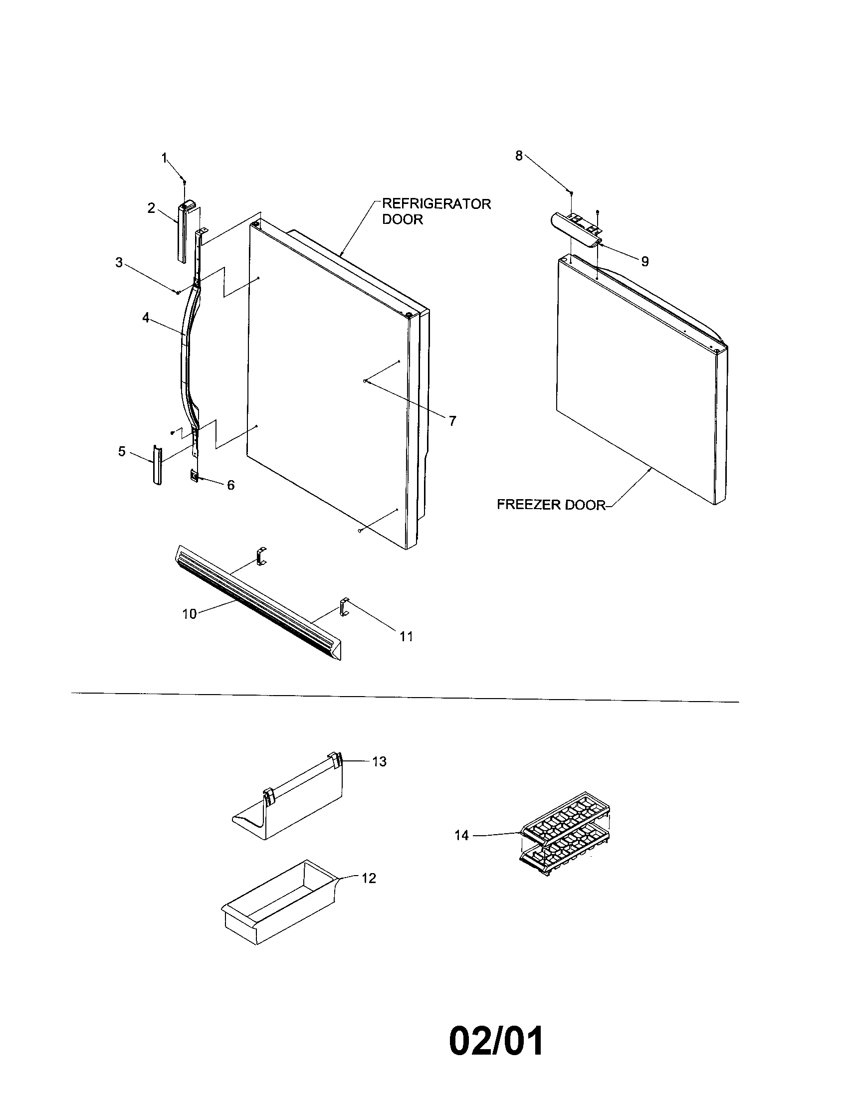 Kenmore 59661154101 door handle/accessories diagram