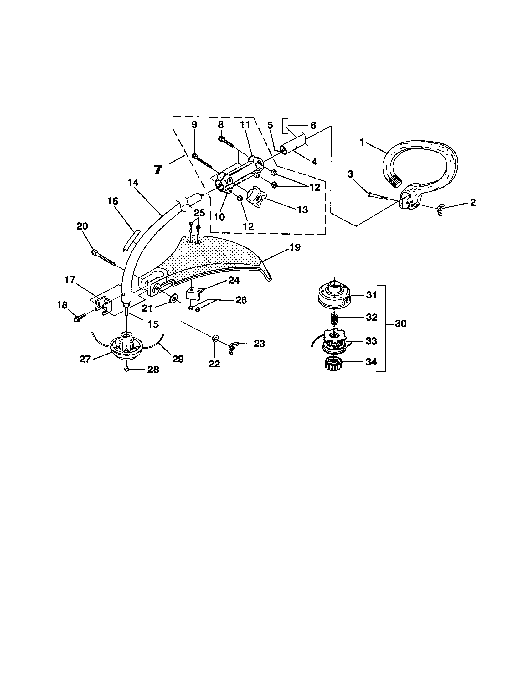 Homelite UT20735 shaft-spool and string diagram