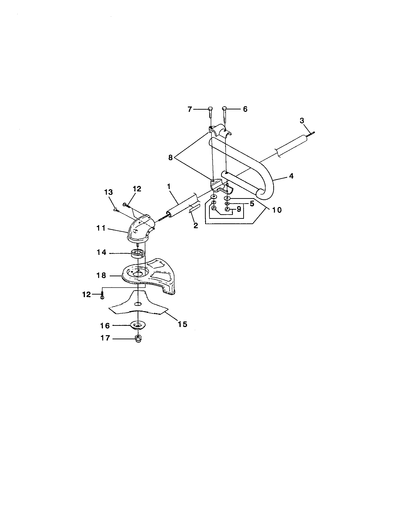 Homelite UT20735 brushcutter attachment diagram