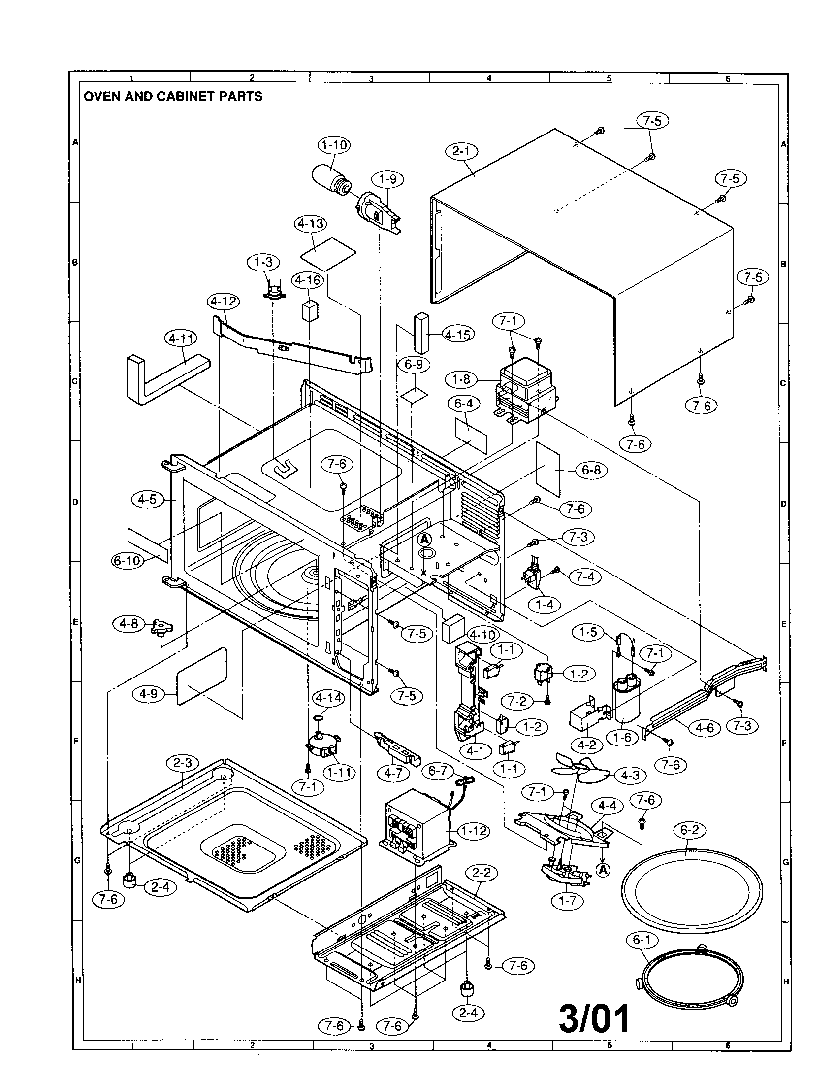 Sharp R-3A38 oven and cabinet diagram