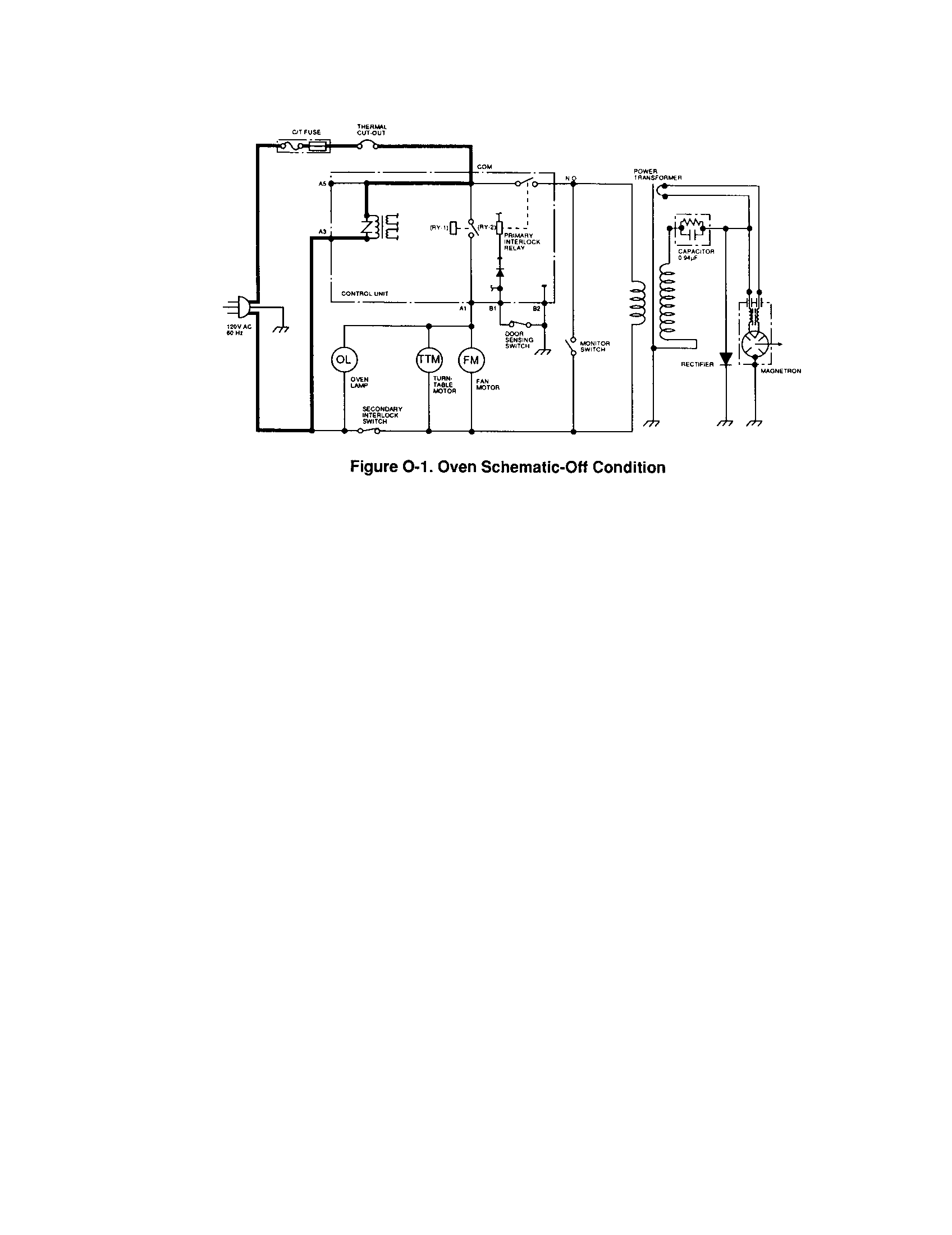 Sharp R-3A38 oven schematic-off condition diagram