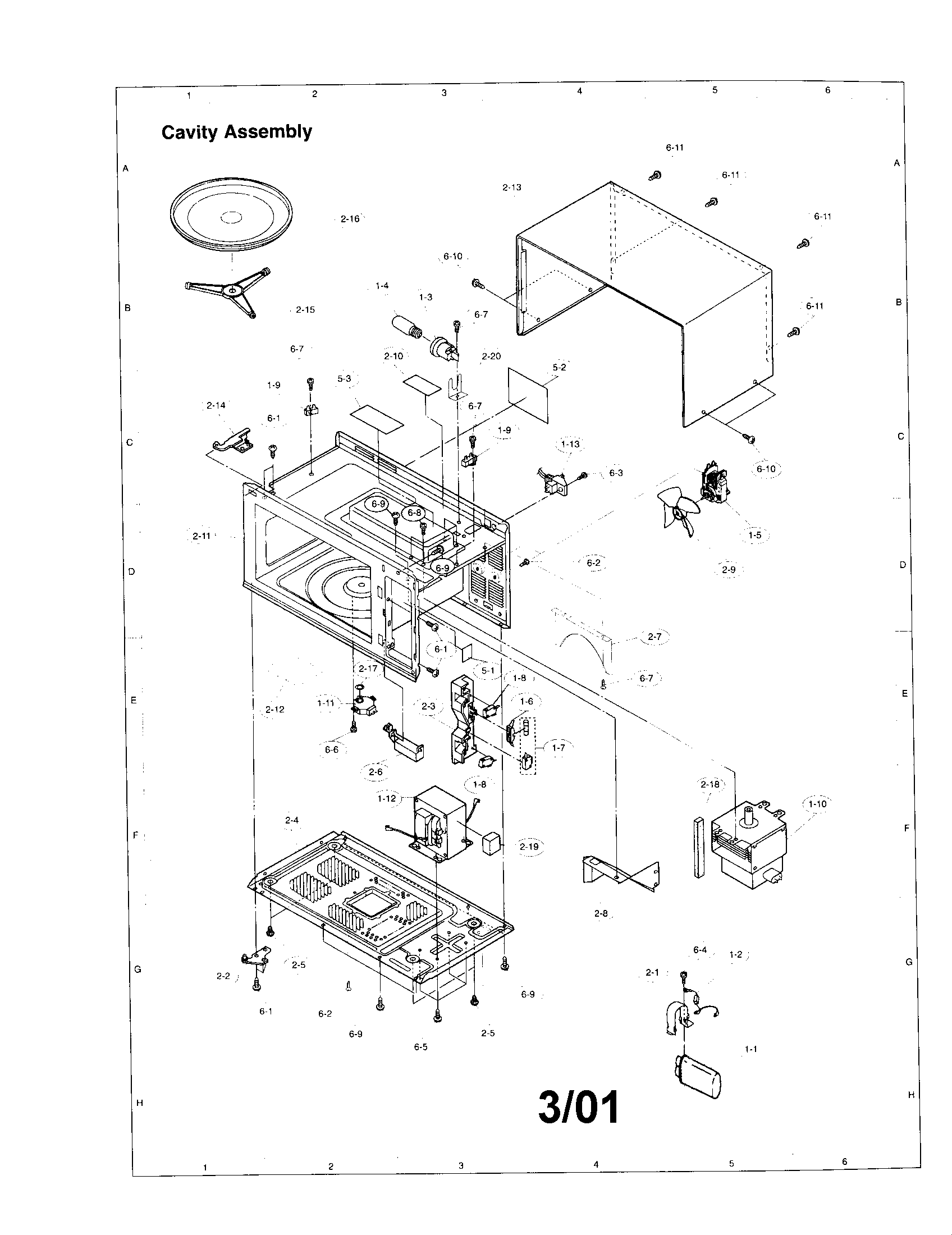 Sharp R-2A97 cavity diagram