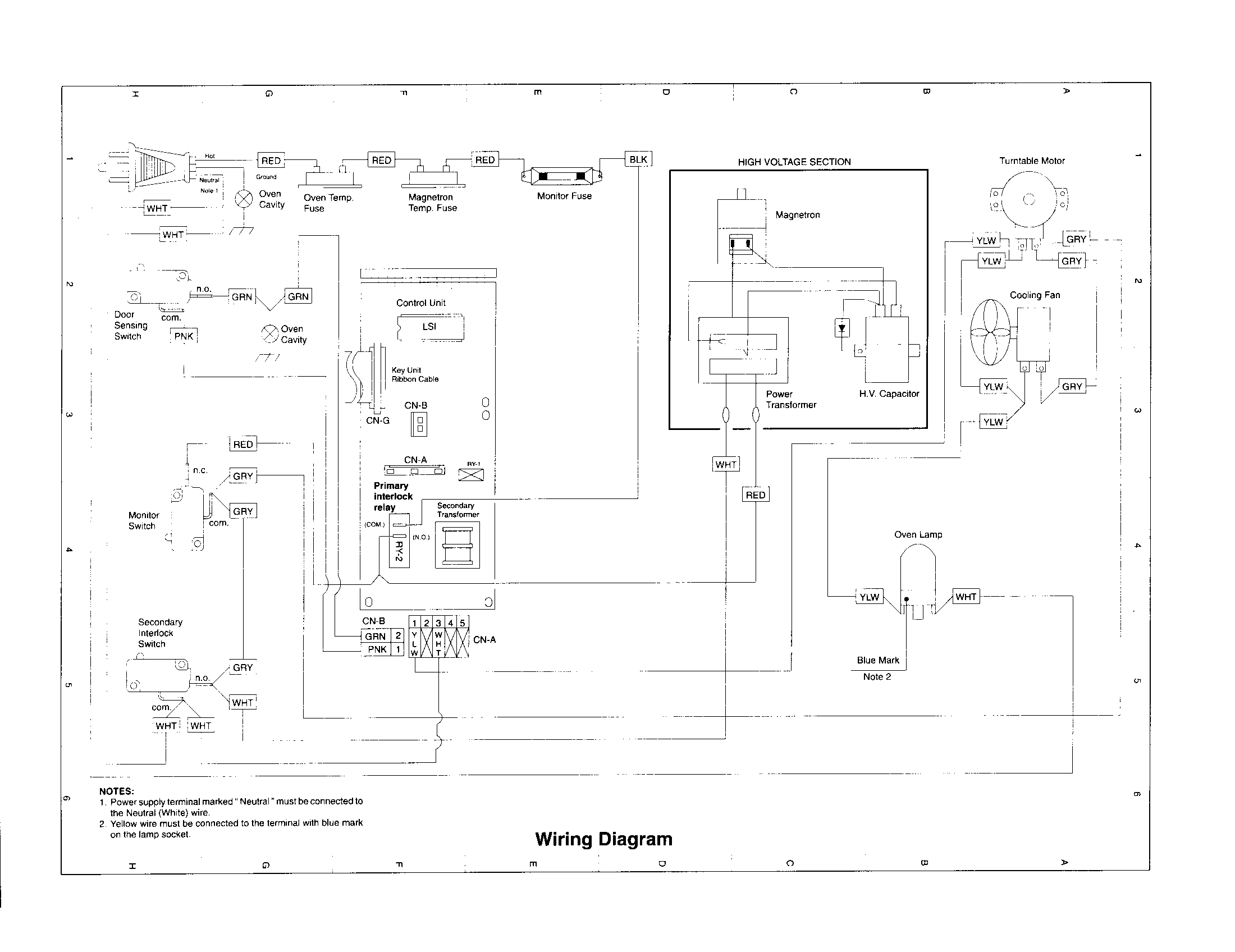Sharp R-2A97 wiring diagram