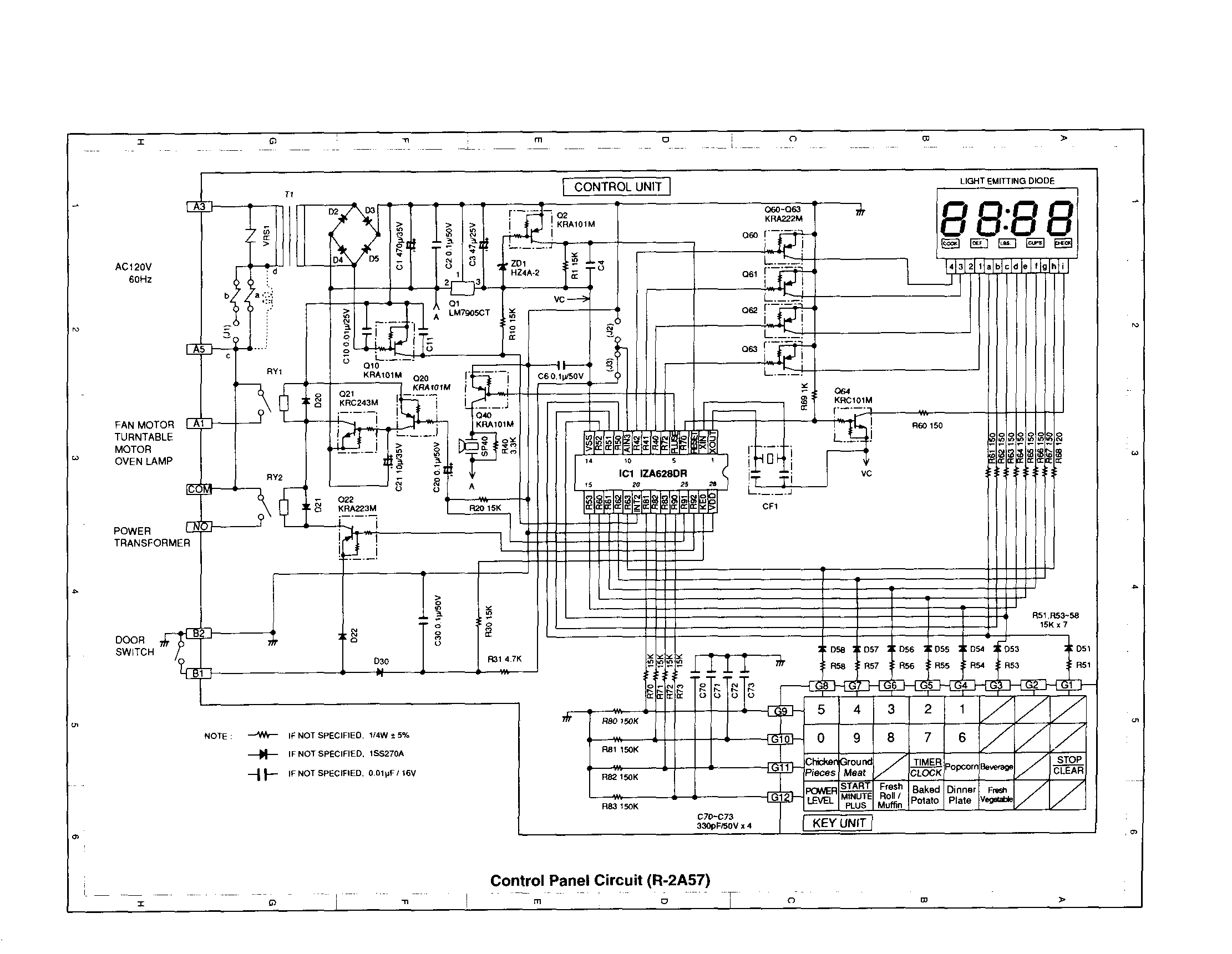 Sharp R-2A97 control panel circuit(r-2a57) diagram