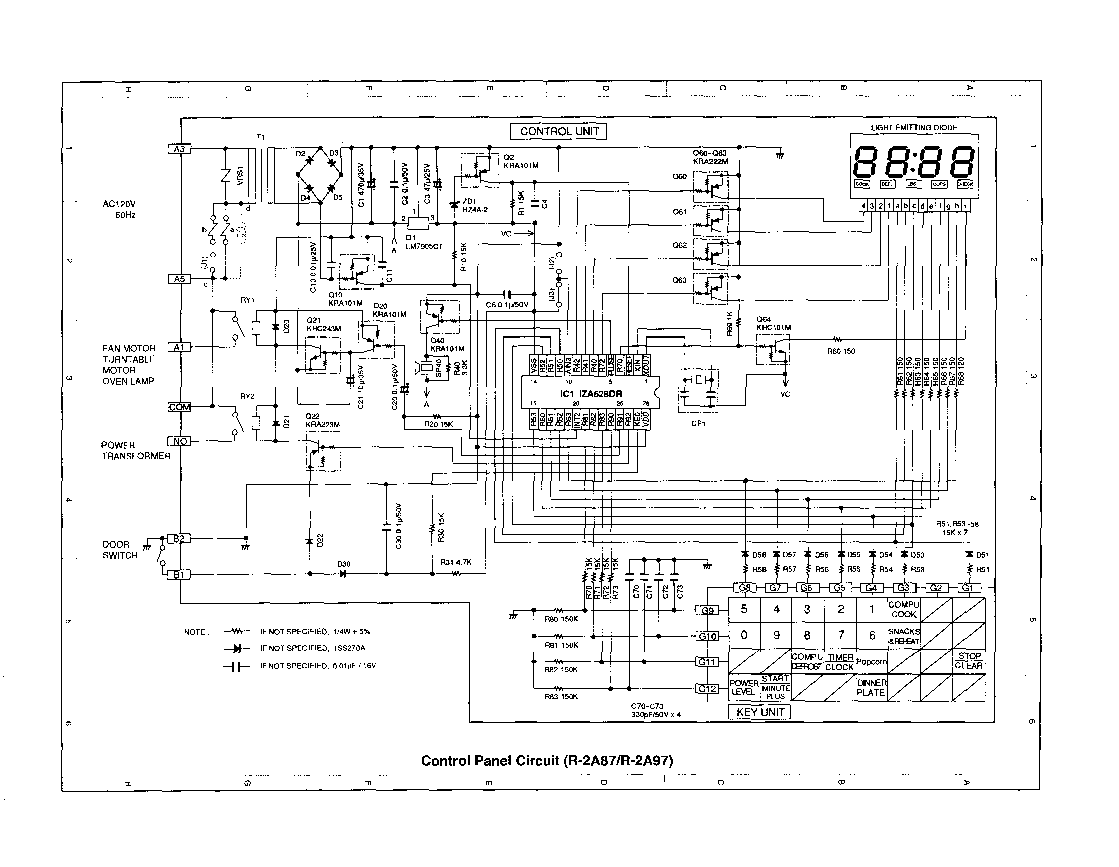Sharp R-2A97 control panel circuit(r-2a87/r-2a97) diagram