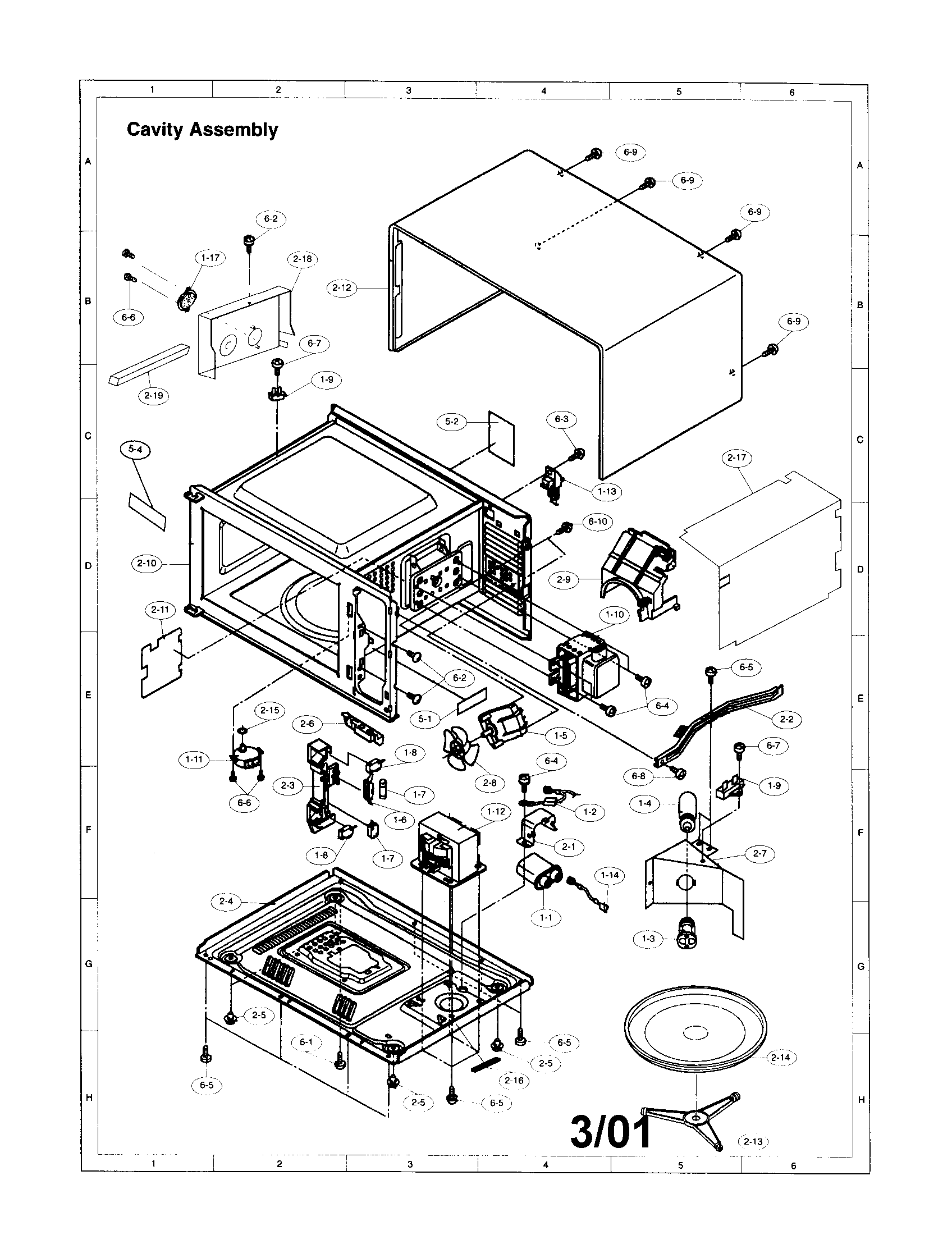 Sharp R-430AK cavity diagram