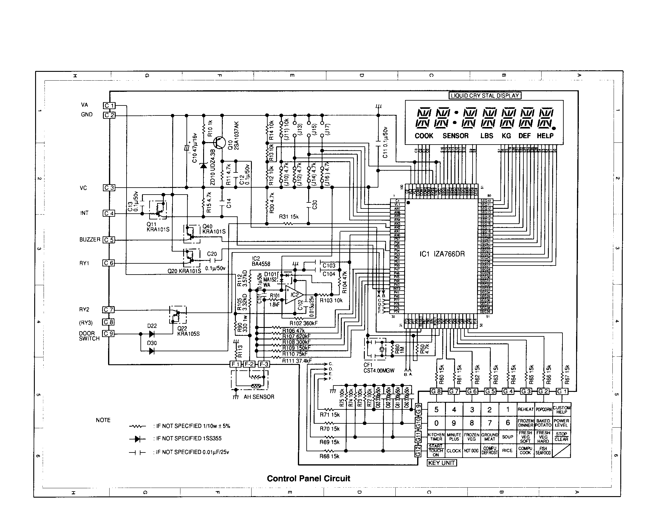 Sharp R-430AK control panel circuit diagram