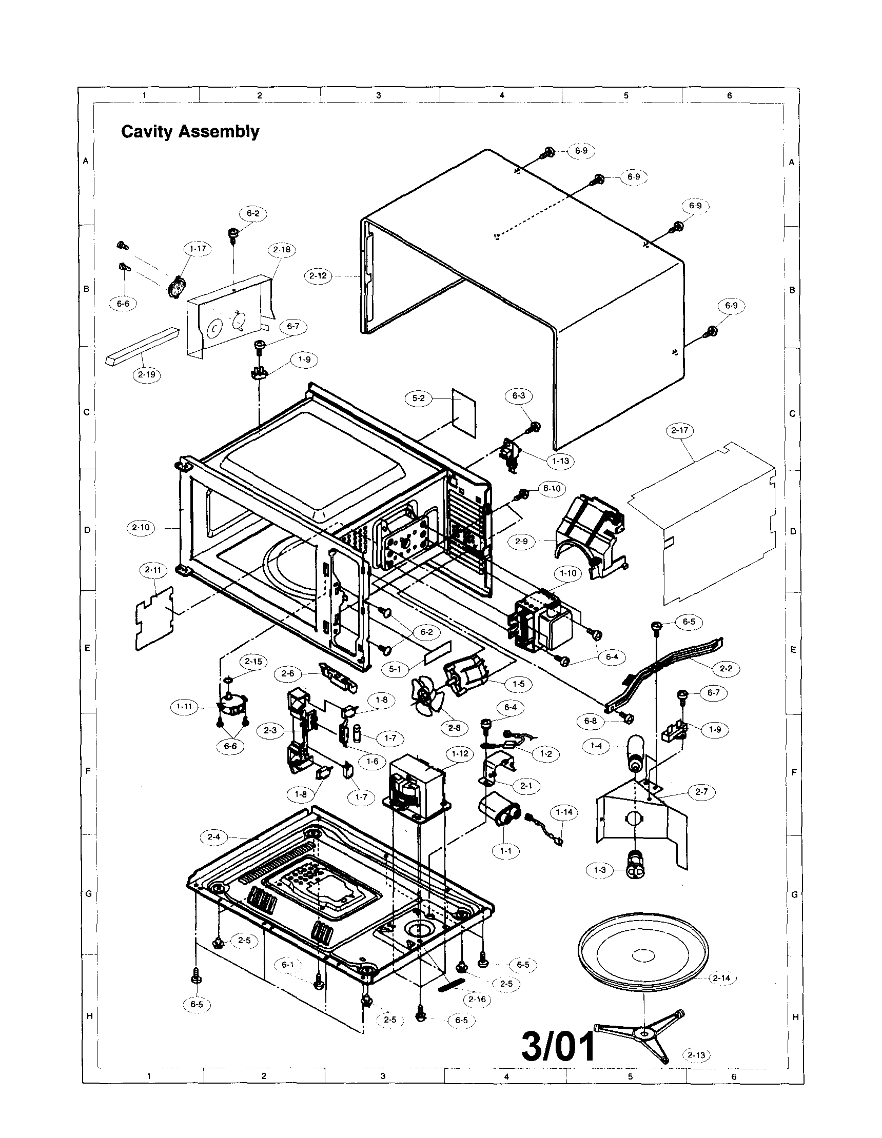 Sharp R-420AW cavity diagram