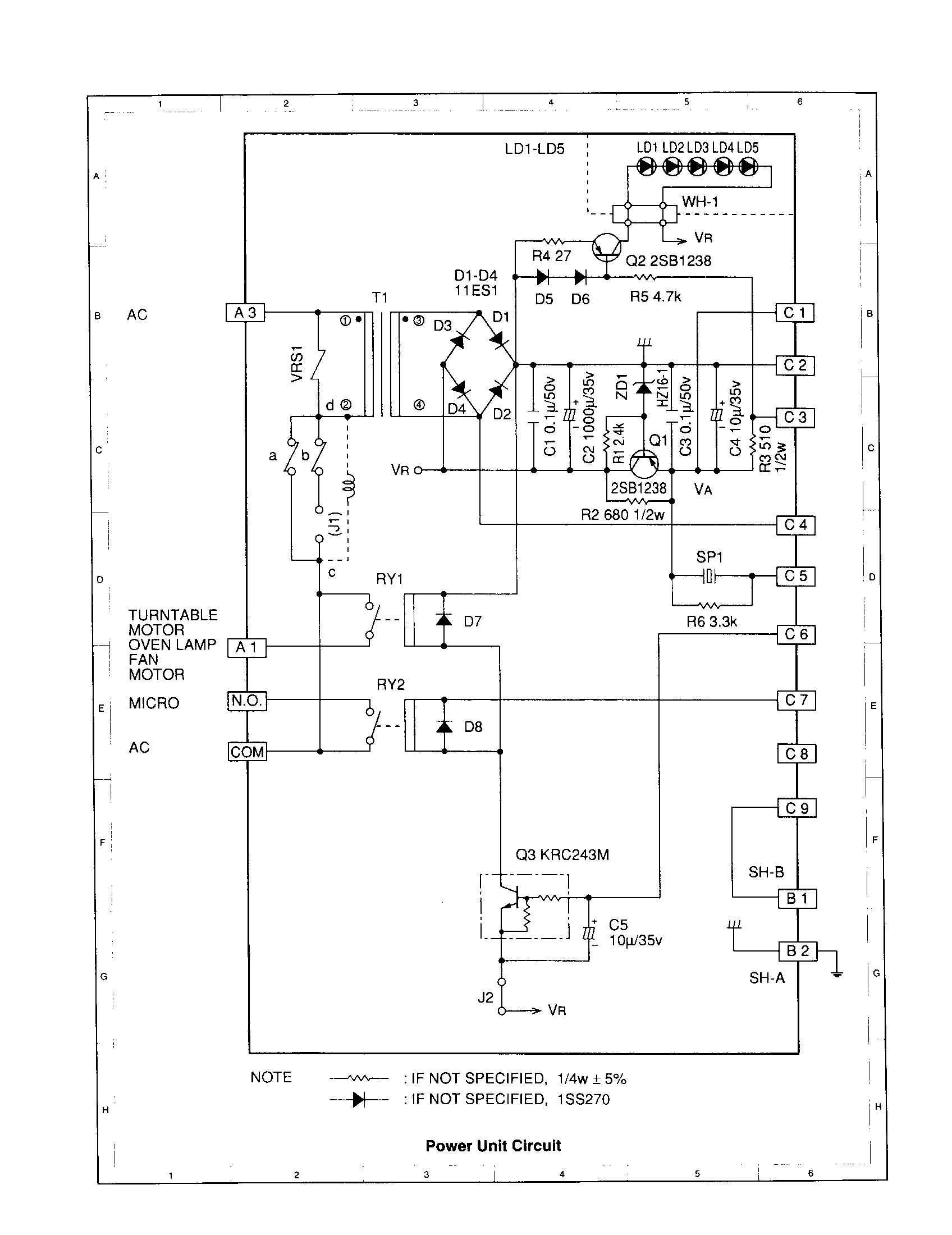 Sharp R-420AW power unit circuit diagram