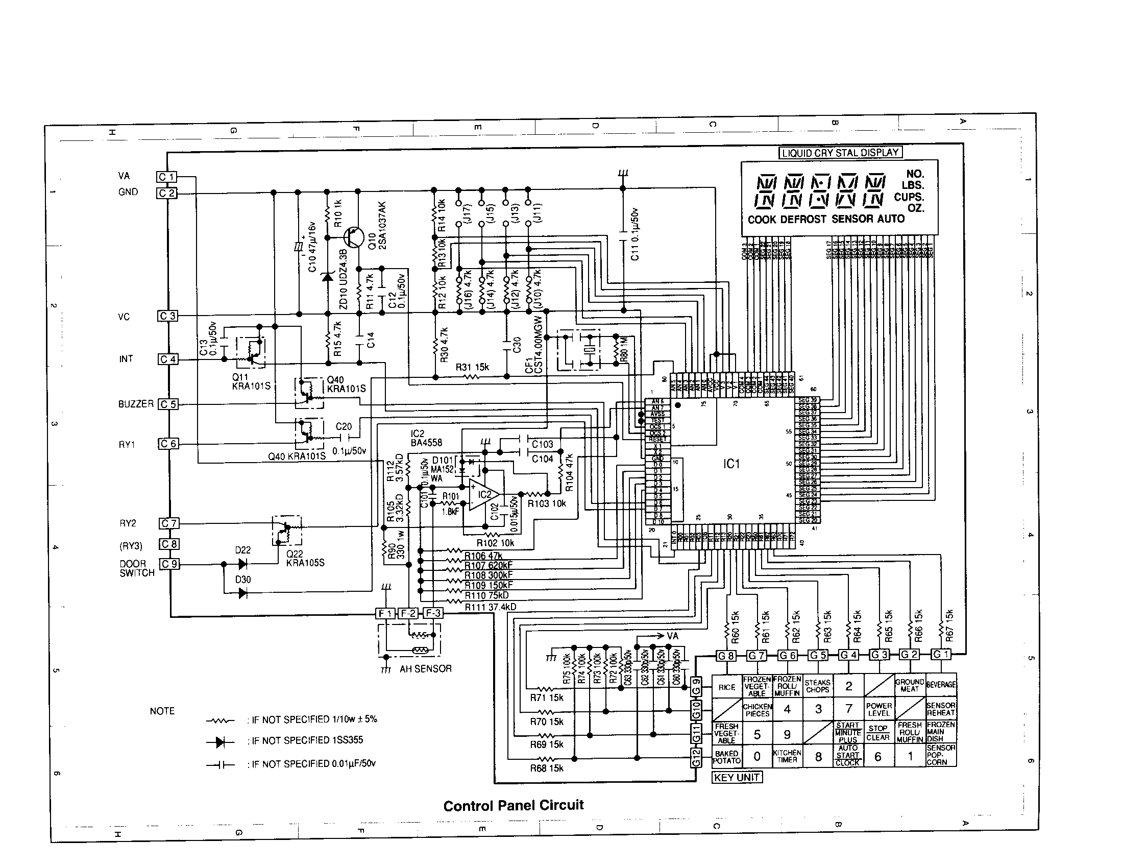 Sharp R-420AW control panel circuit diagram
