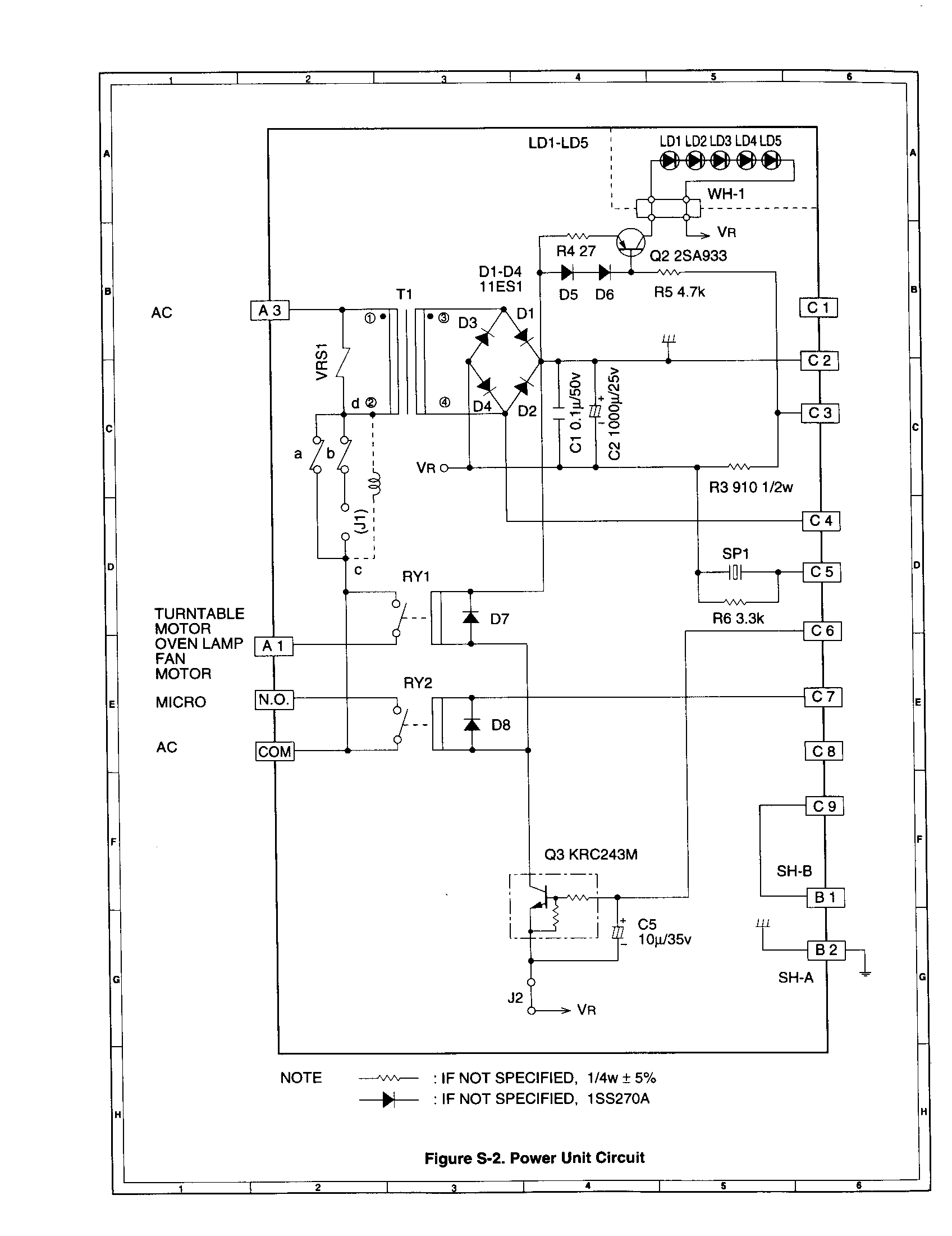 Sharp R-312AW power unit circuit diagram