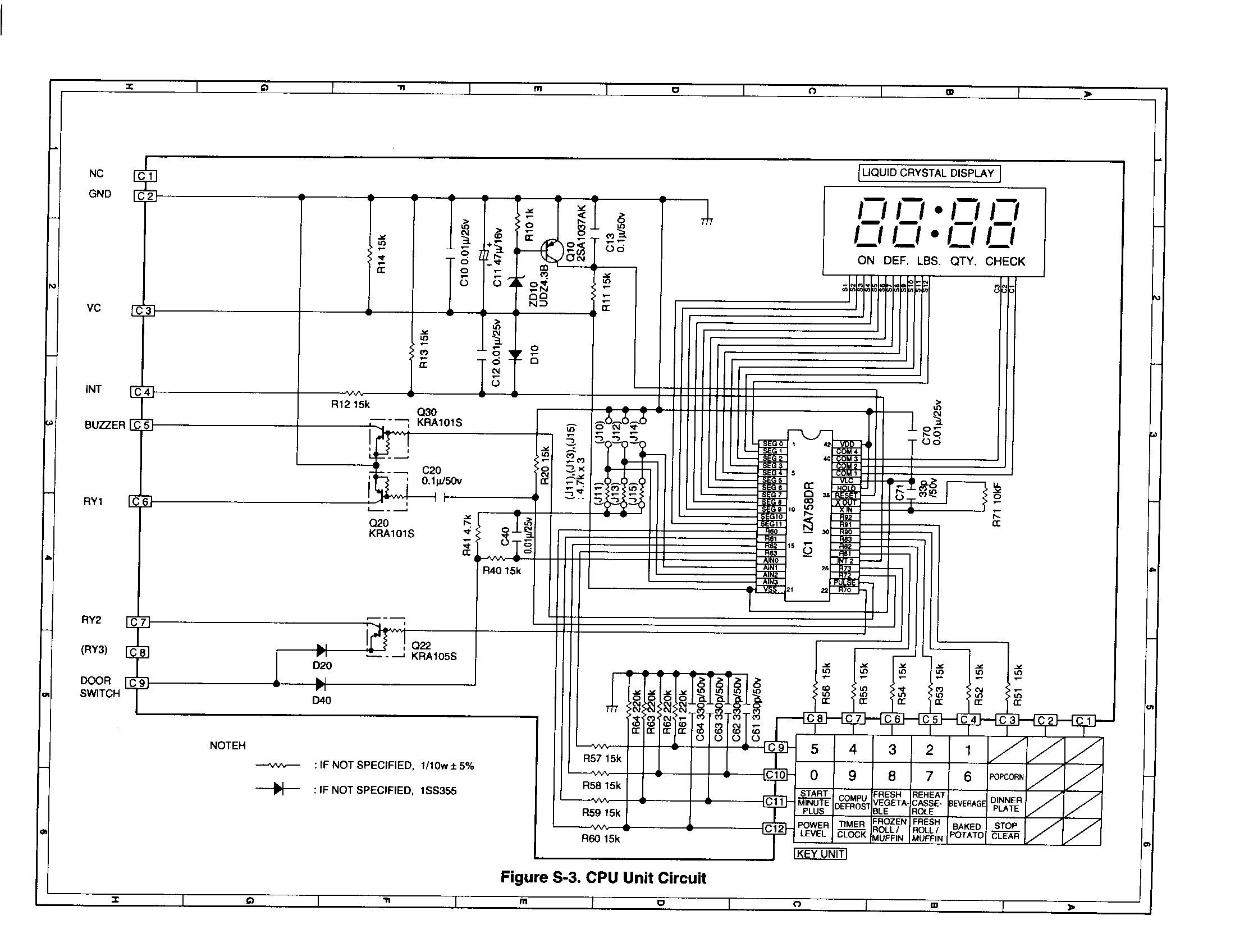 Sharp R-312AW cpu unit circuit diagram