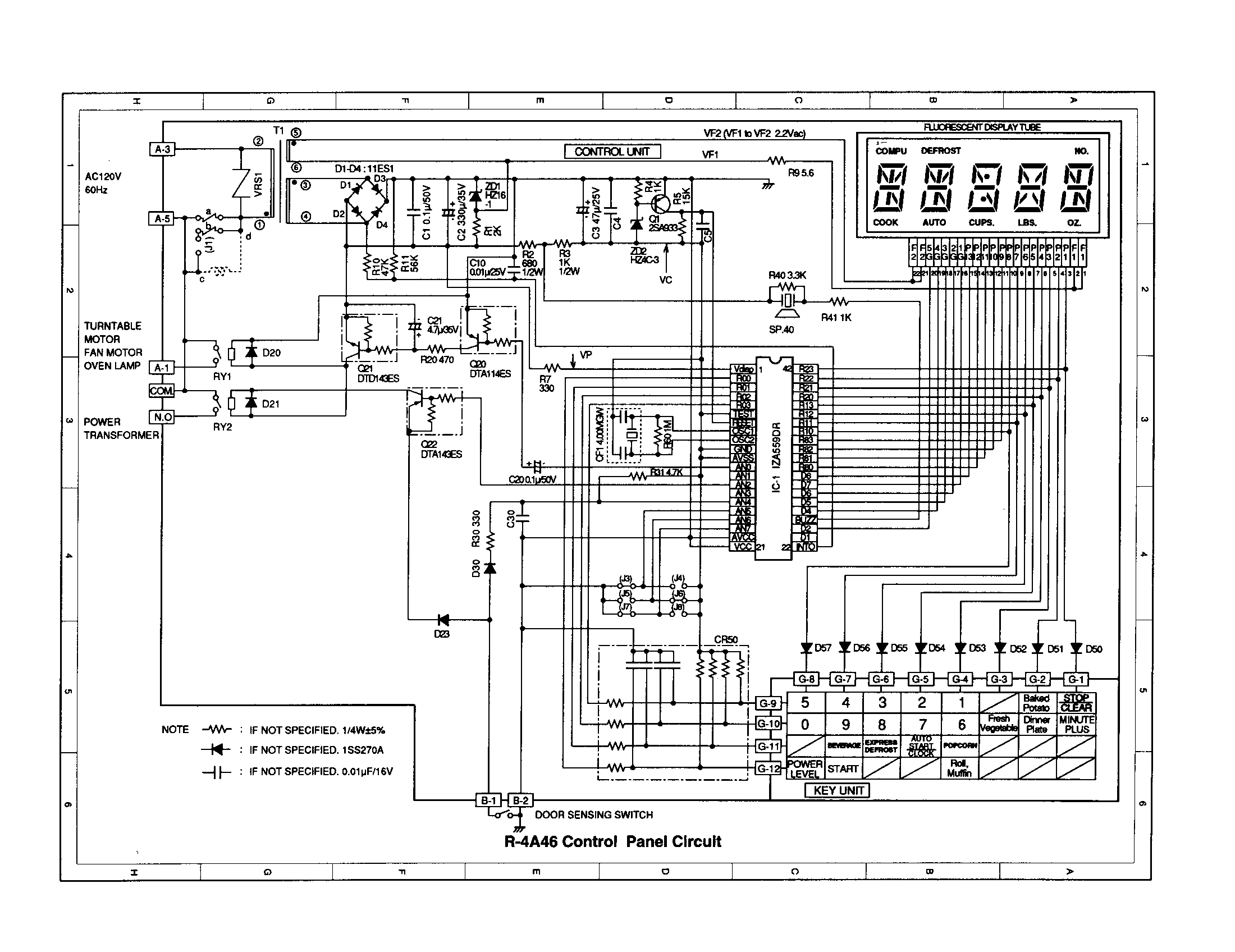 Sharp R-4A76 r-4a46--control panel circuit diagram