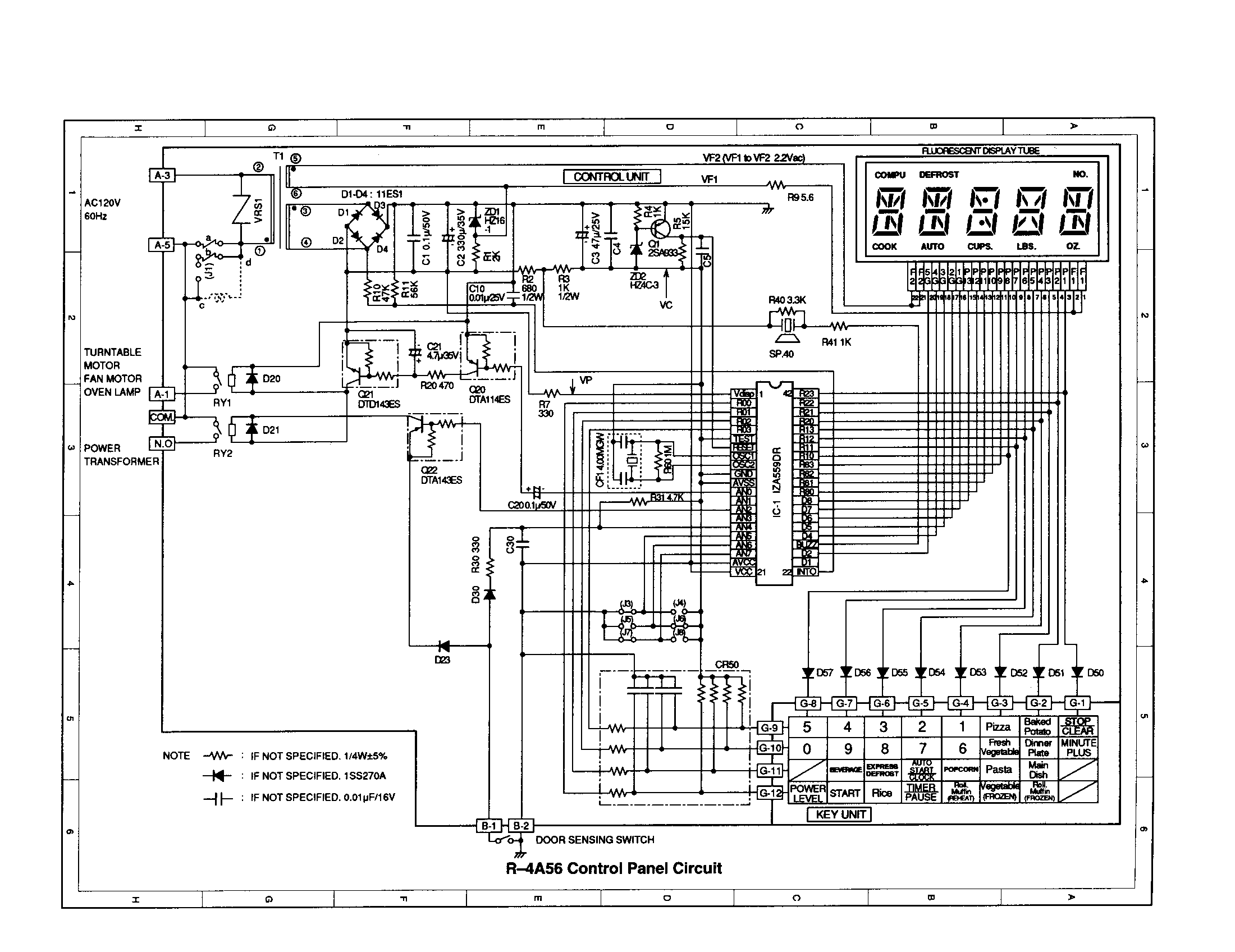 Sharp R-4A76 r-4a56--control panel circuit diagram