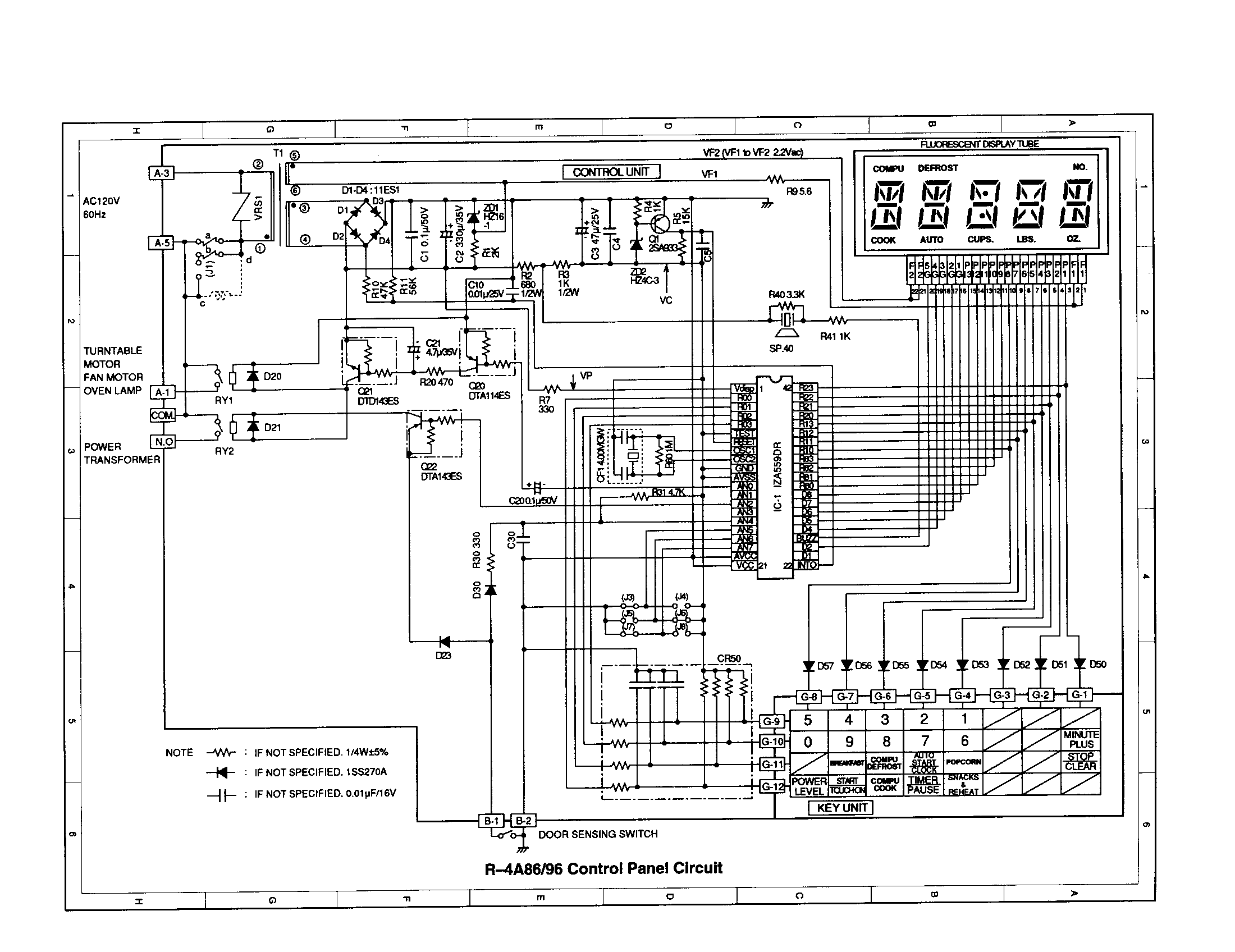 Sharp R-4A76 r-4a86/96--control panel circuit diagram