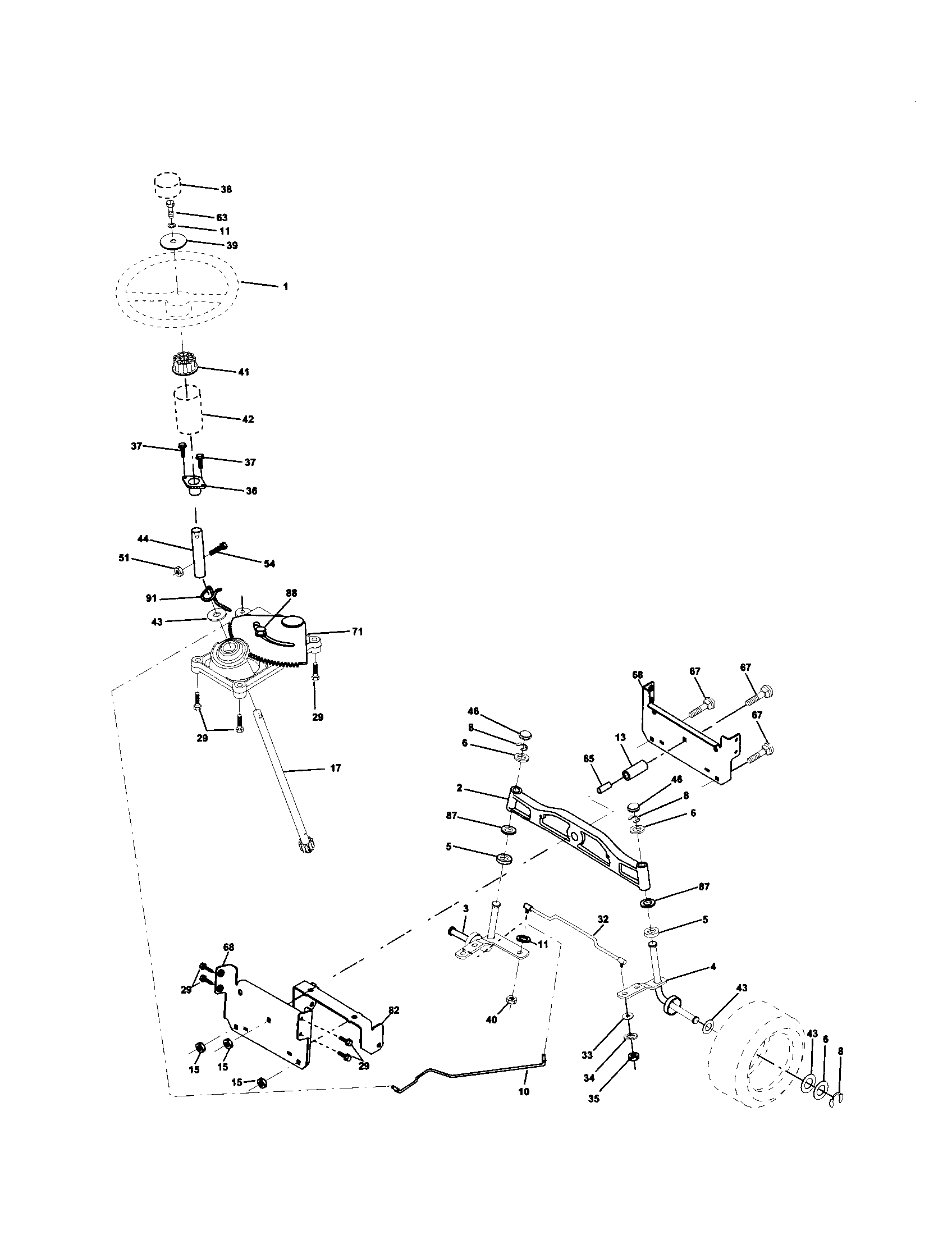 Craftsman 917279961 steering assembly diagram