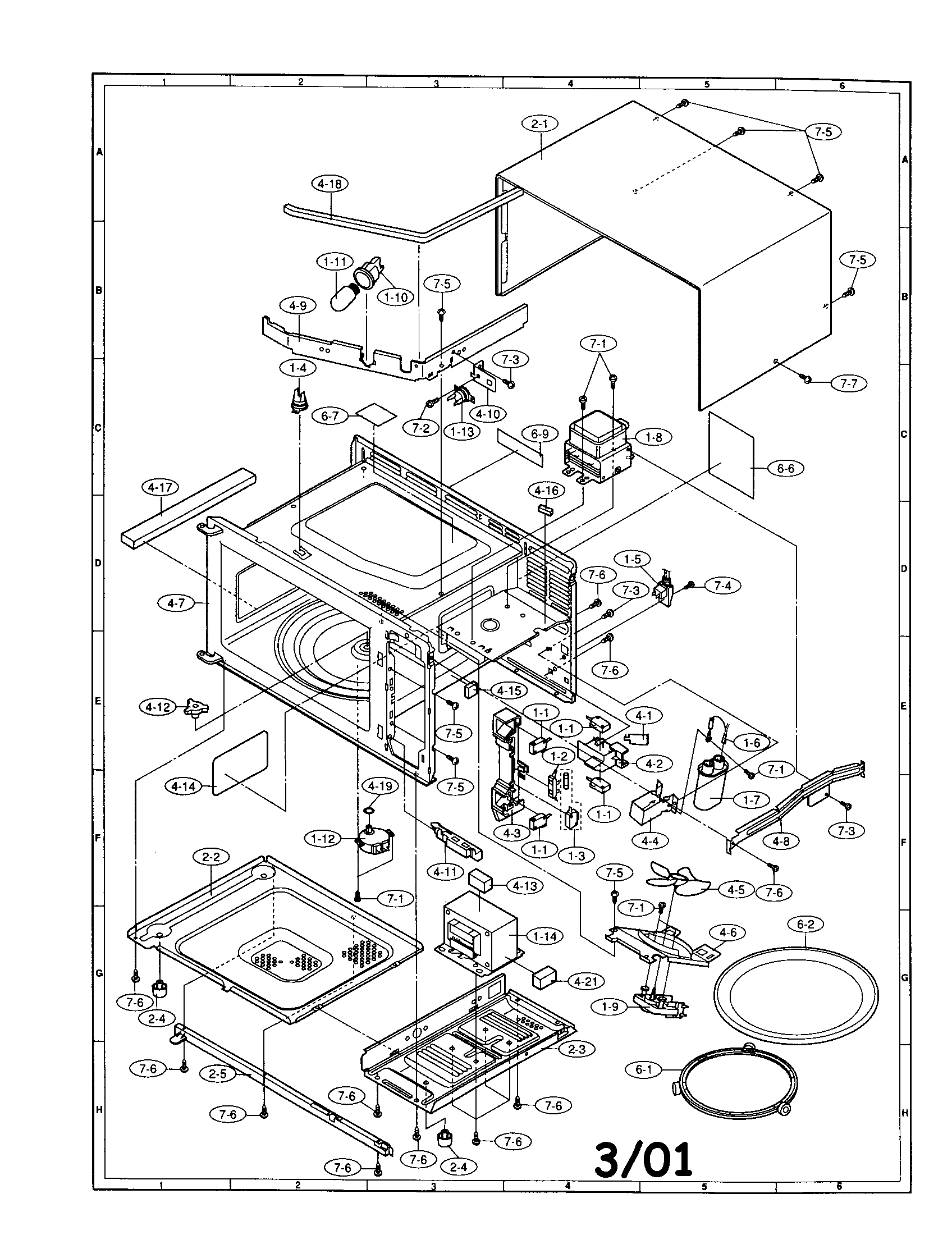 Sharp R-308AK oven and cabinet diagram