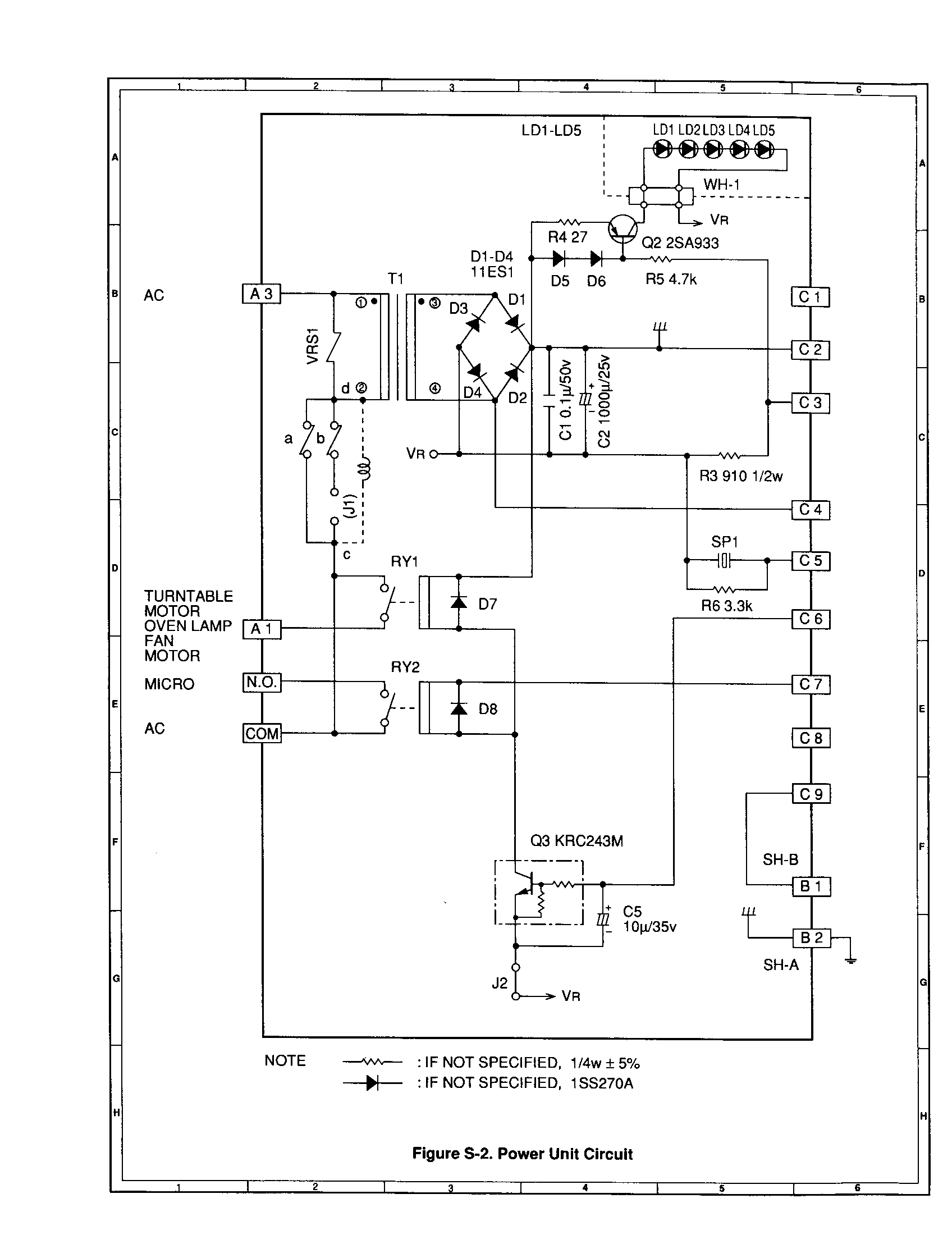 Sharp R-308AK power unit circuit diagram