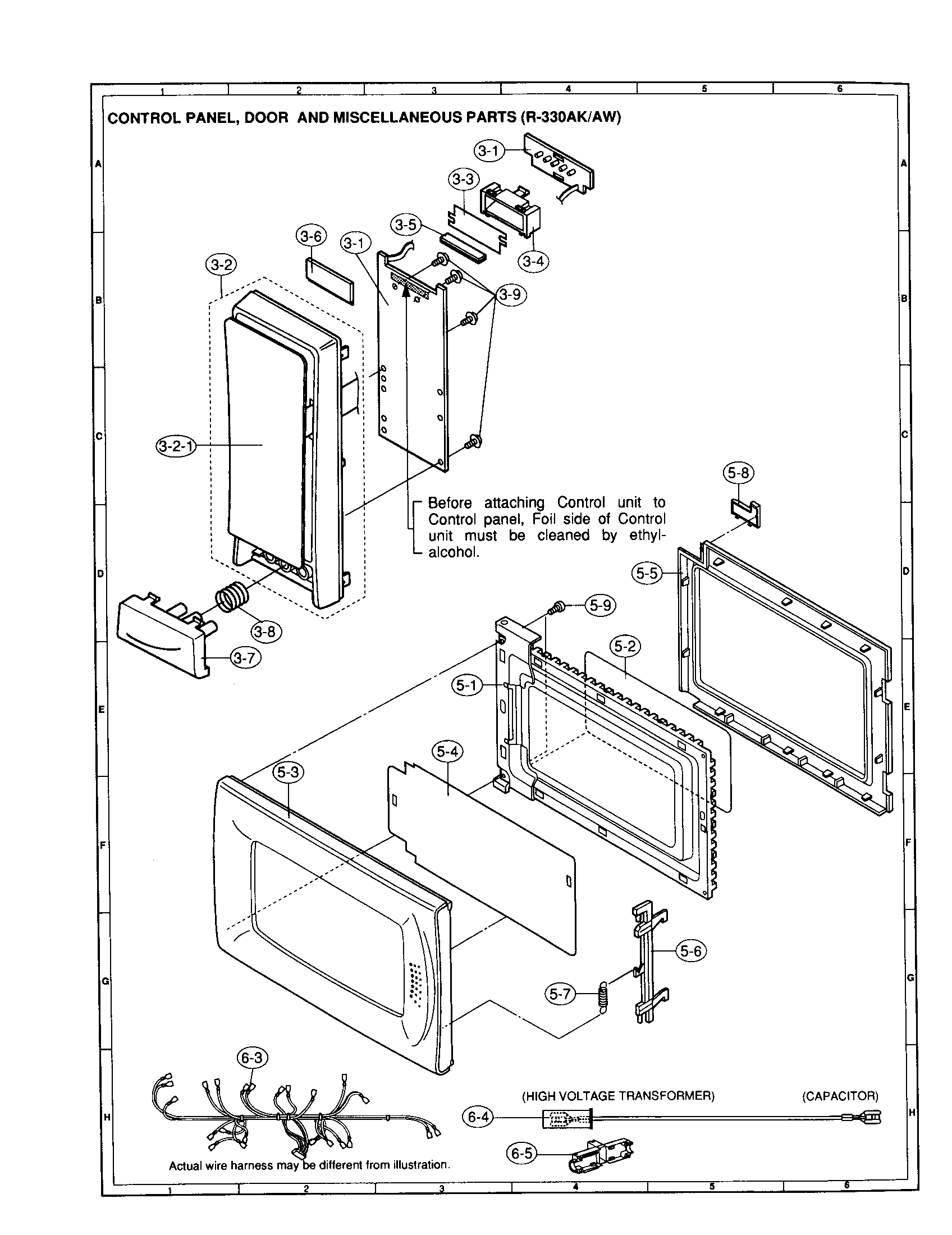 Sharp R-330AK control panel and miscellaneous diagram