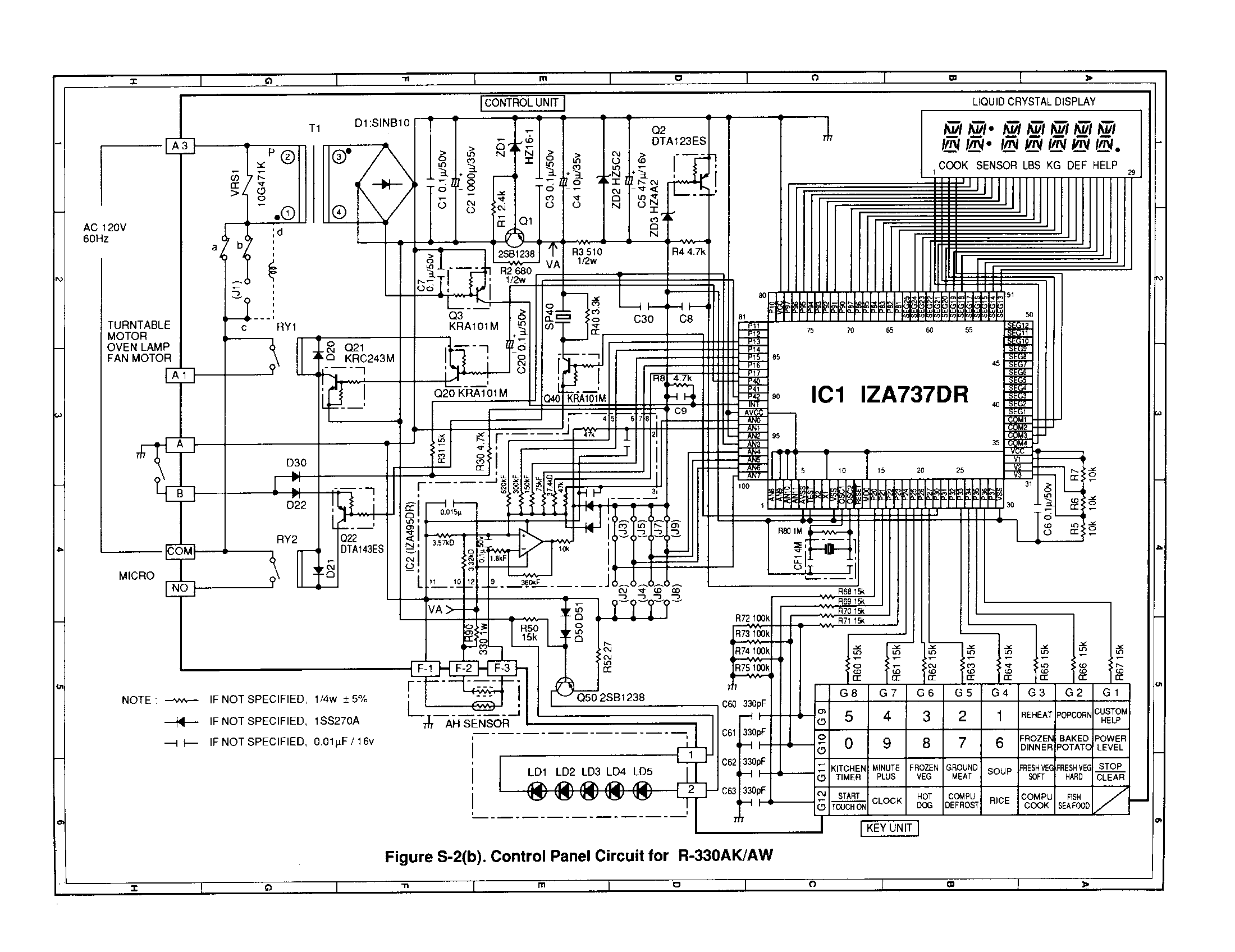 Sharp R-330AK control panel circuit diagram