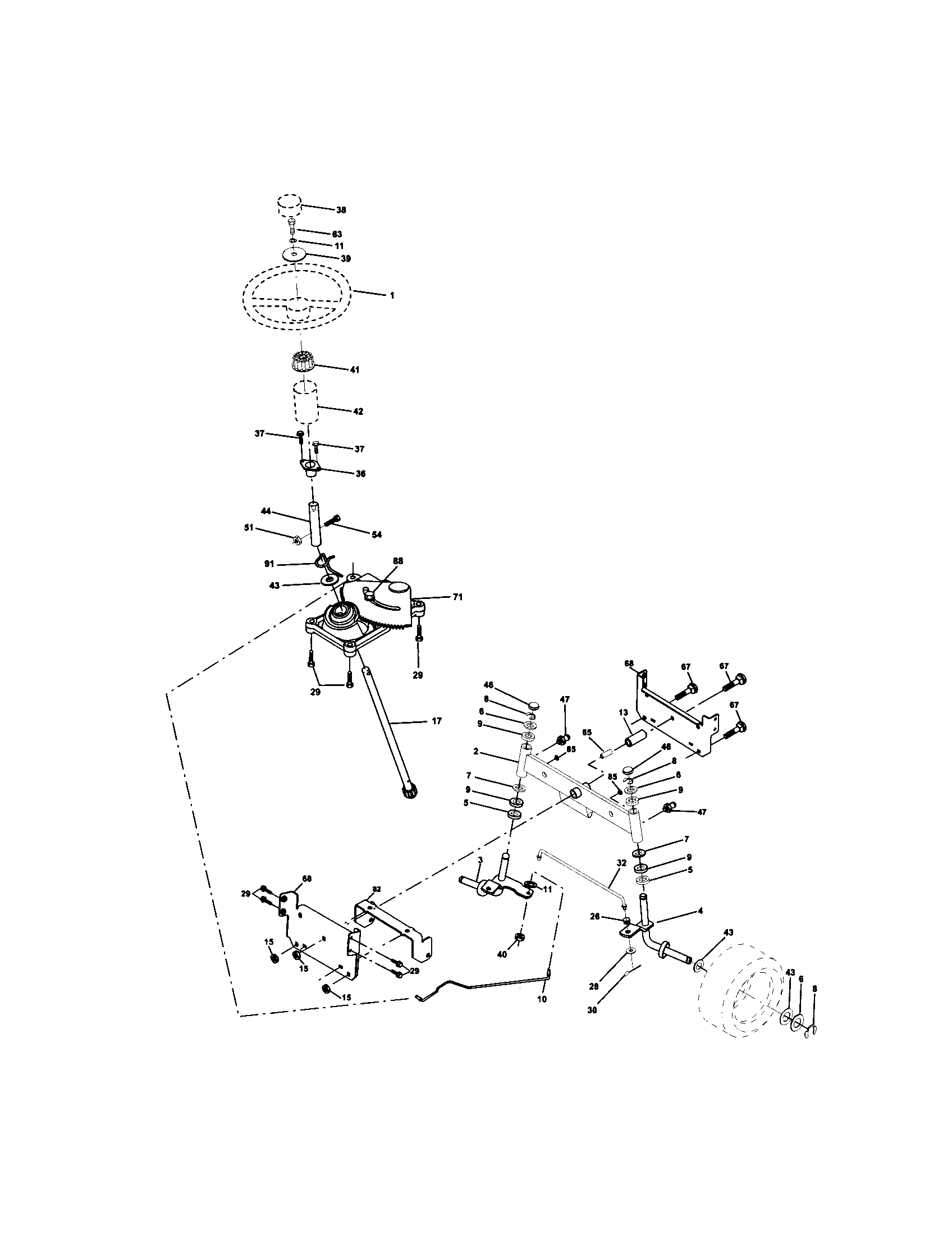 Craftsman 917271642 steering assembly diagram