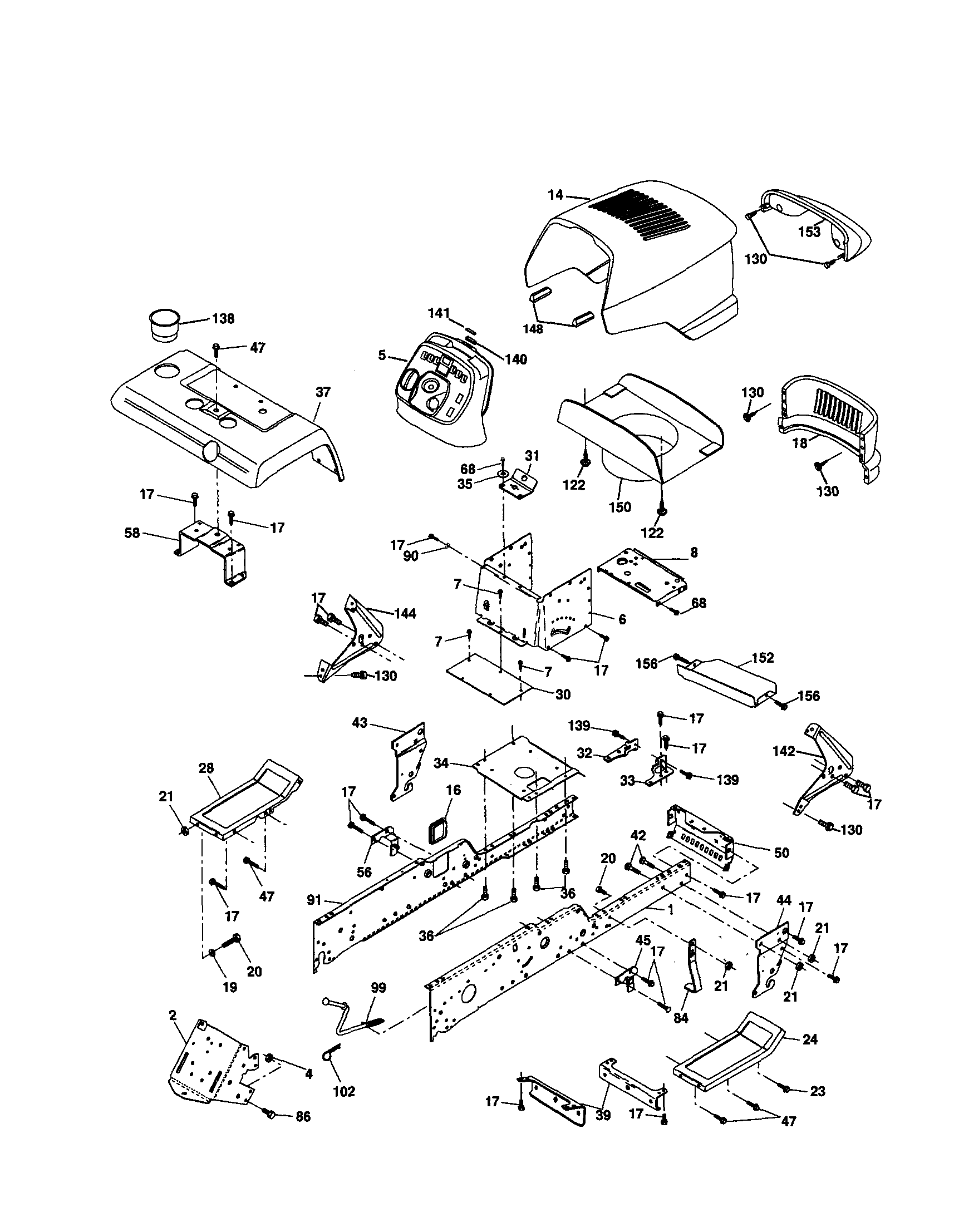 Poulan PRGT22H50B chassis and enclosures diagram