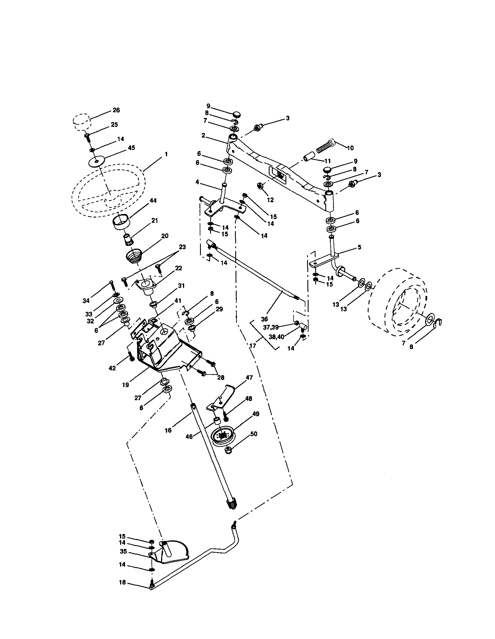 Poulan PRGT22H50B steering assembly diagram