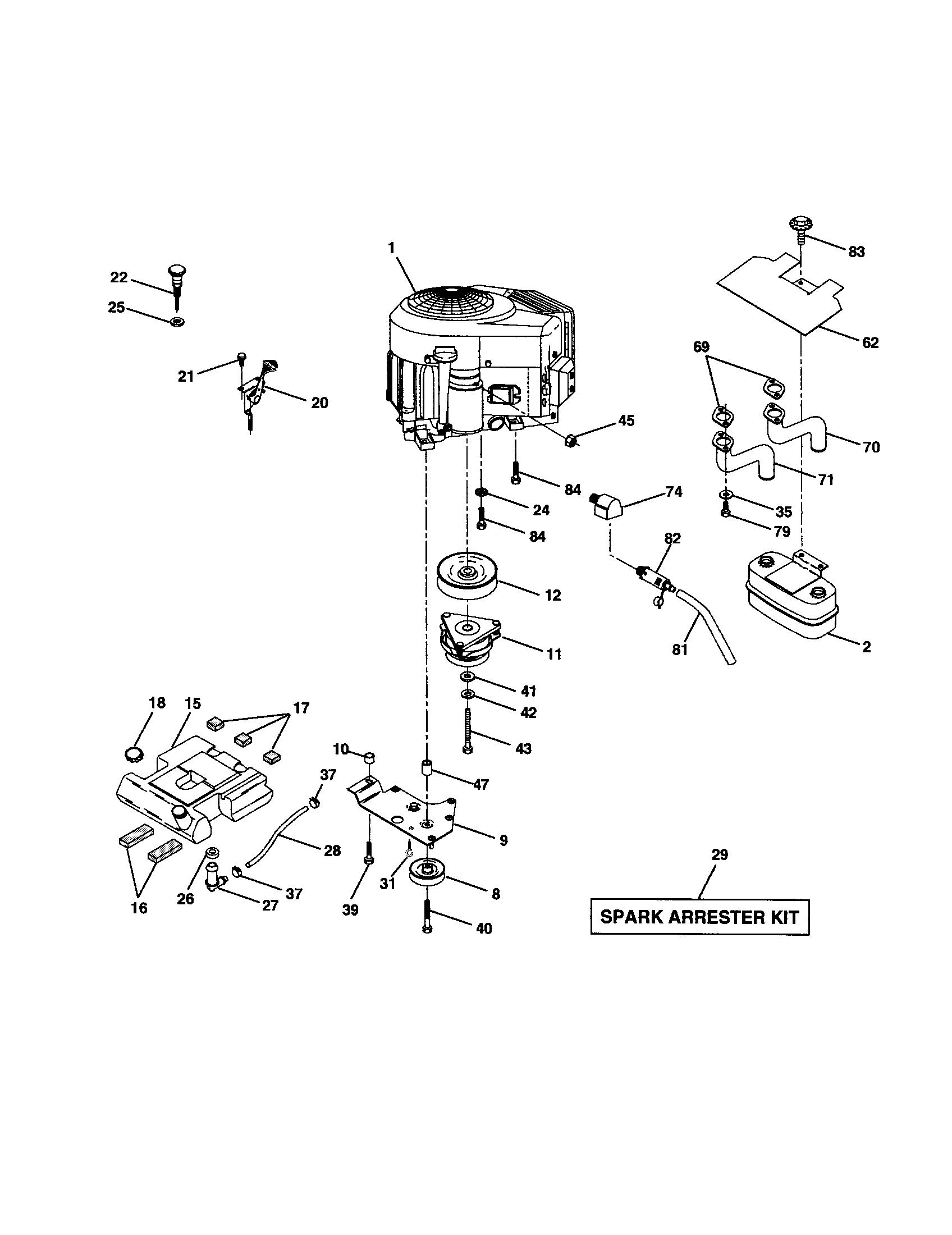 Poulan PRGT22H50B engine diagram