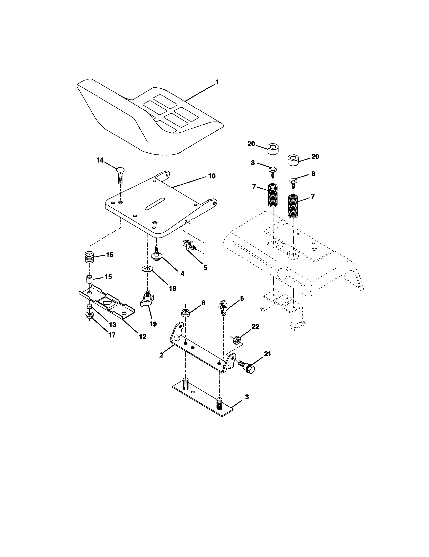 Poulan PRGT22H50B seat assembly diagram