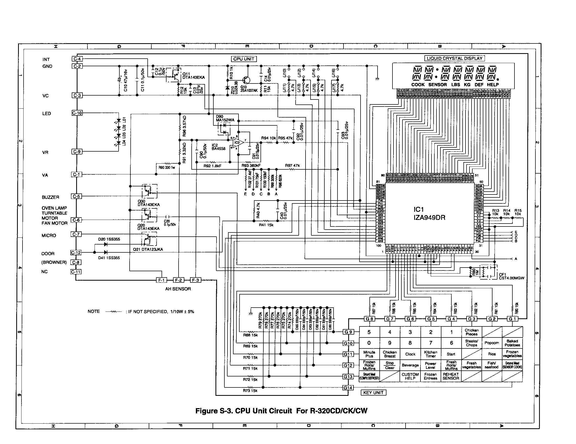Sharp R-320CK r-320cd/ck/cw cpu unit circuit diagram