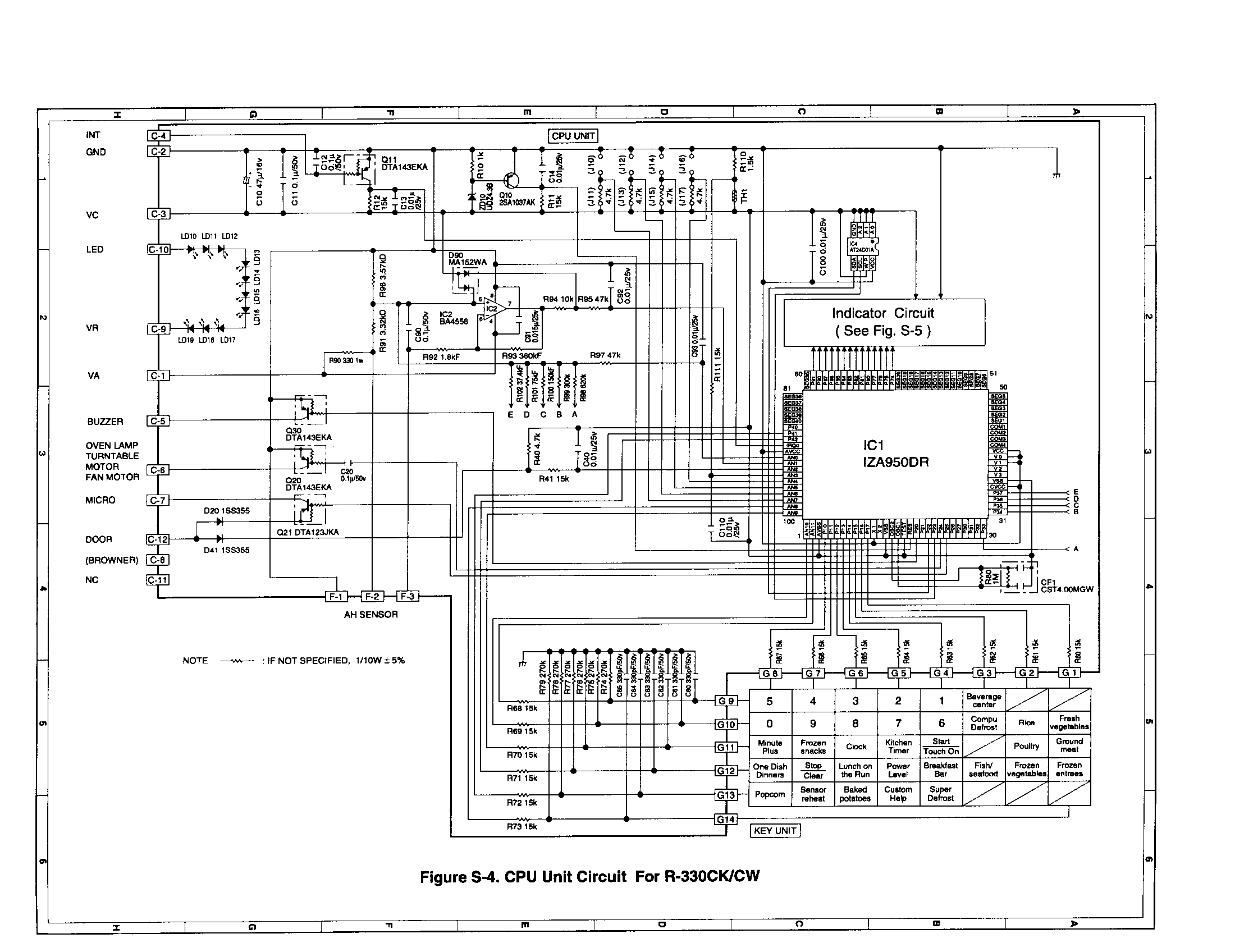 Sharp R-320CK cpu unit circuit r-330ck/cw diagram