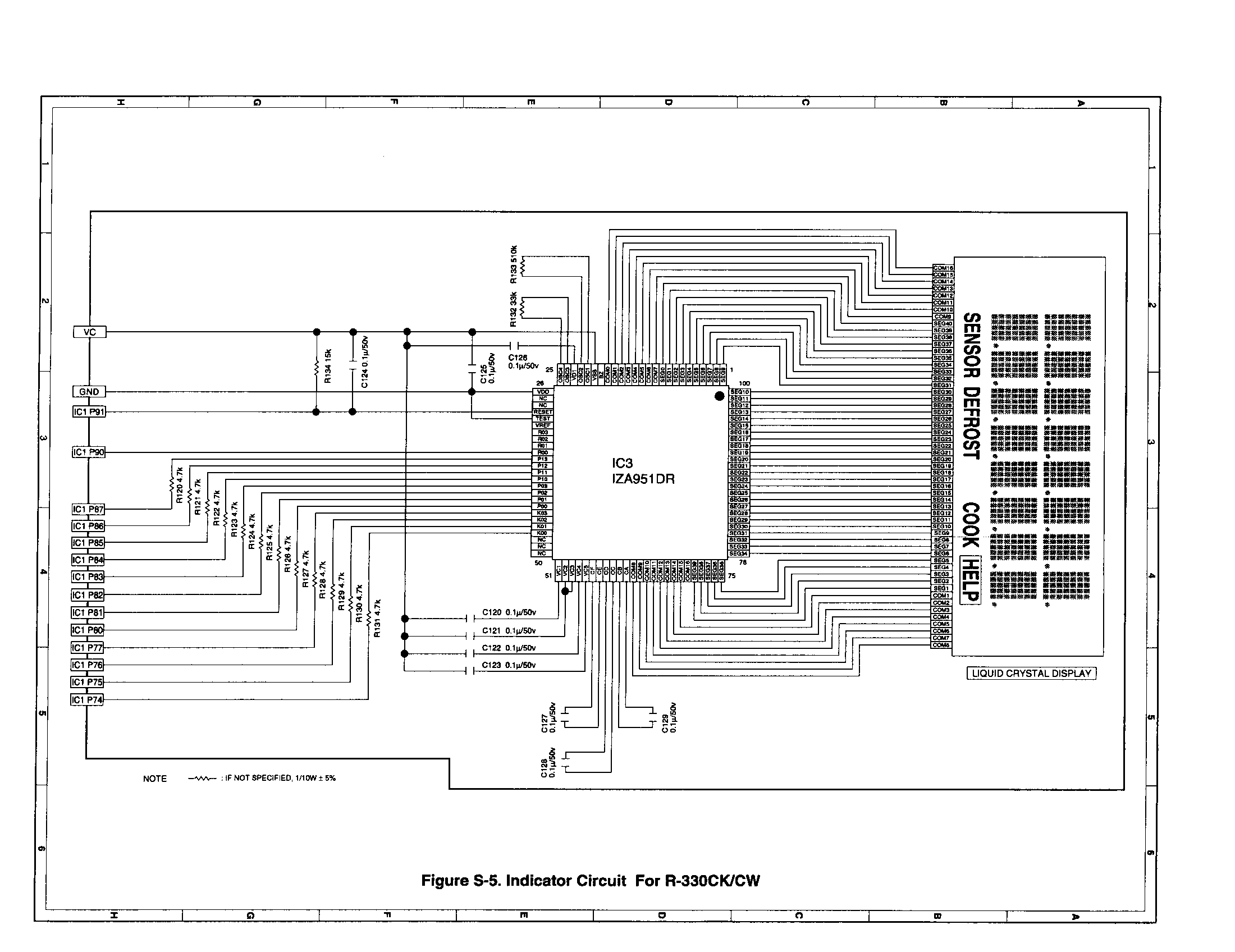 Sharp R-320CK indicator circuit r-330ck/cw diagram