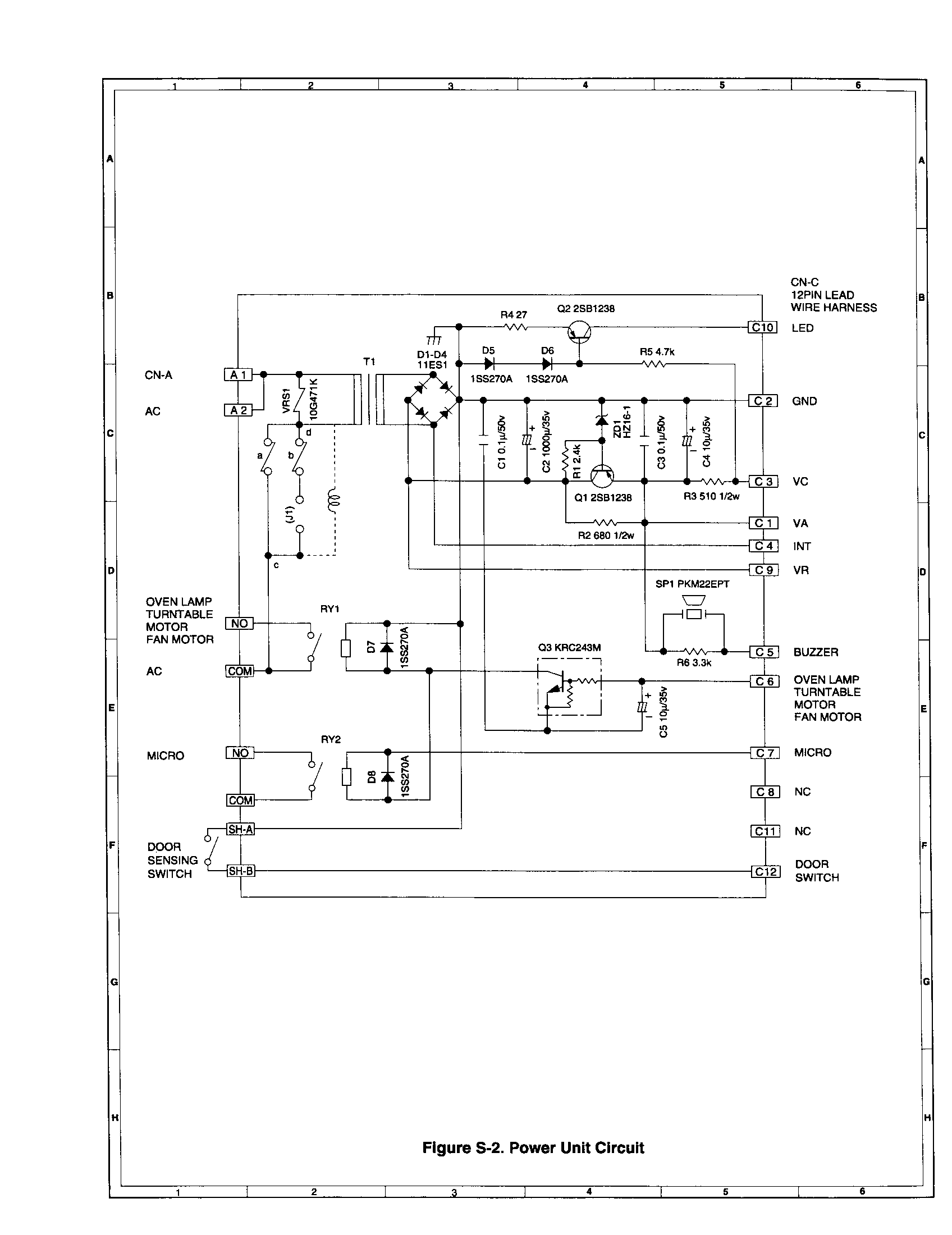 Sharp R-320CK power unit circuit diagram