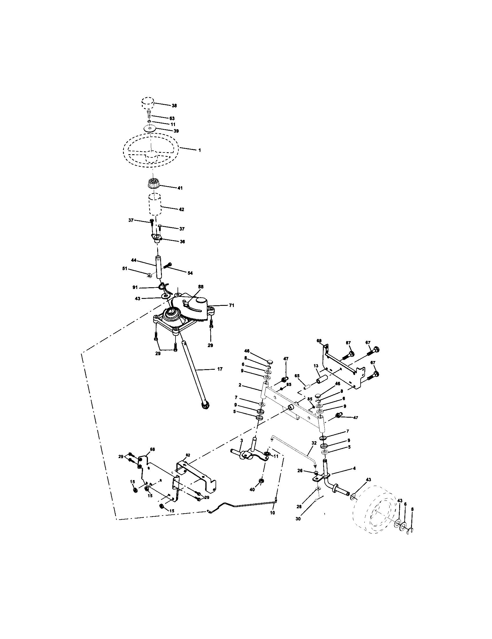 Craftsman 917271742 steering assembly diagram