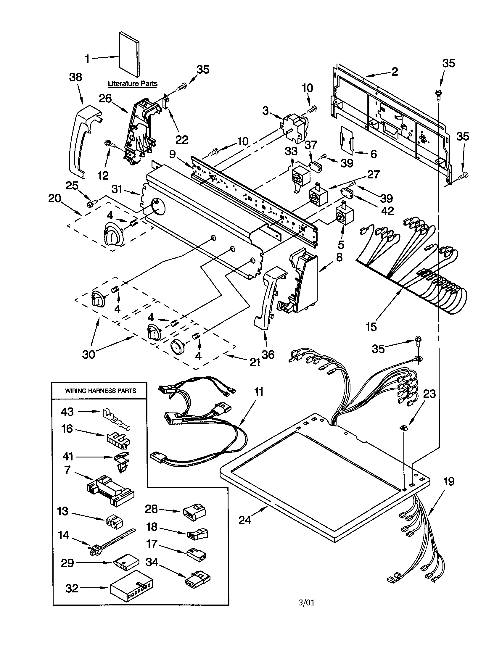 Kenmore 11072954100 top and console diagram