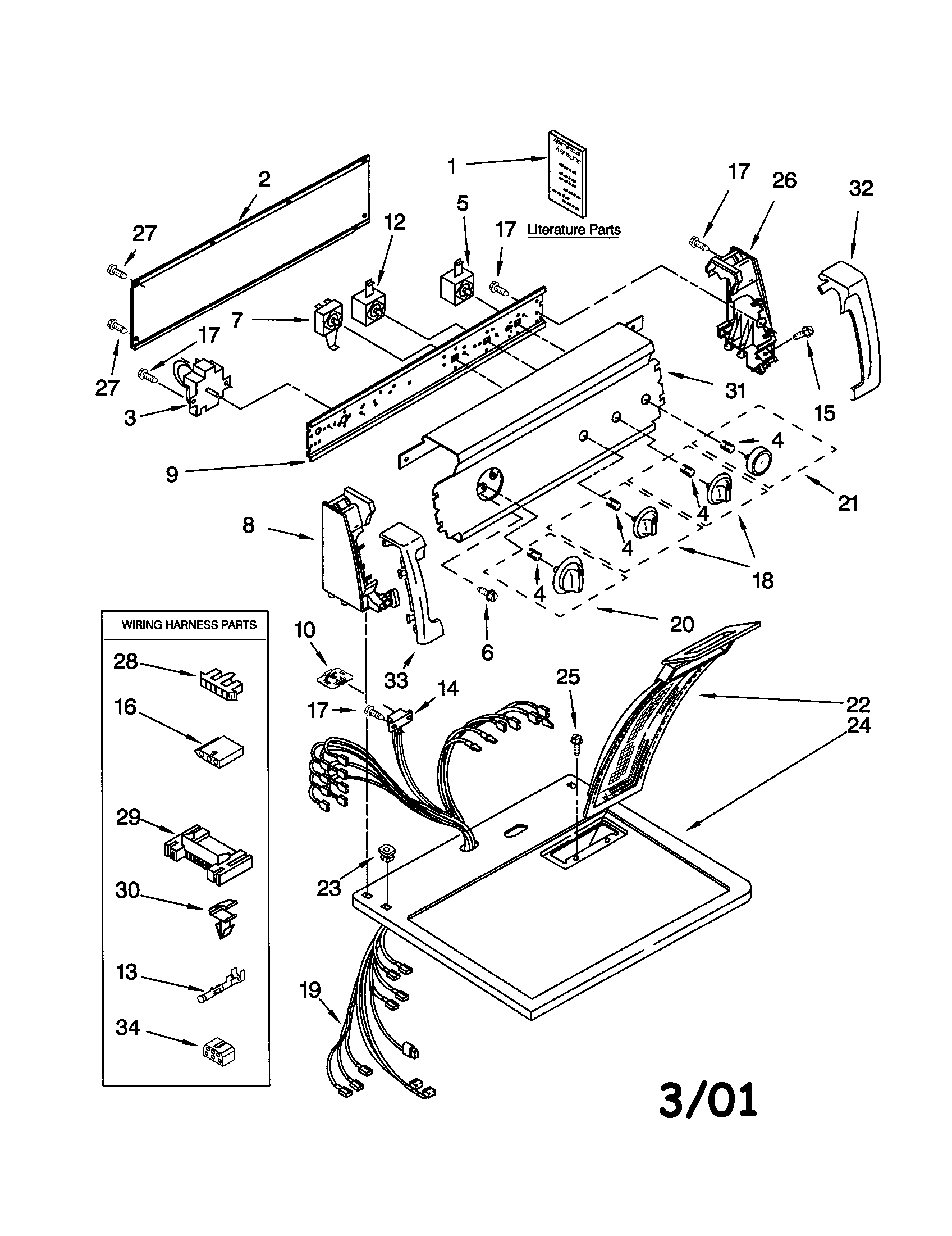 Kenmore 11062854100 top and console diagram