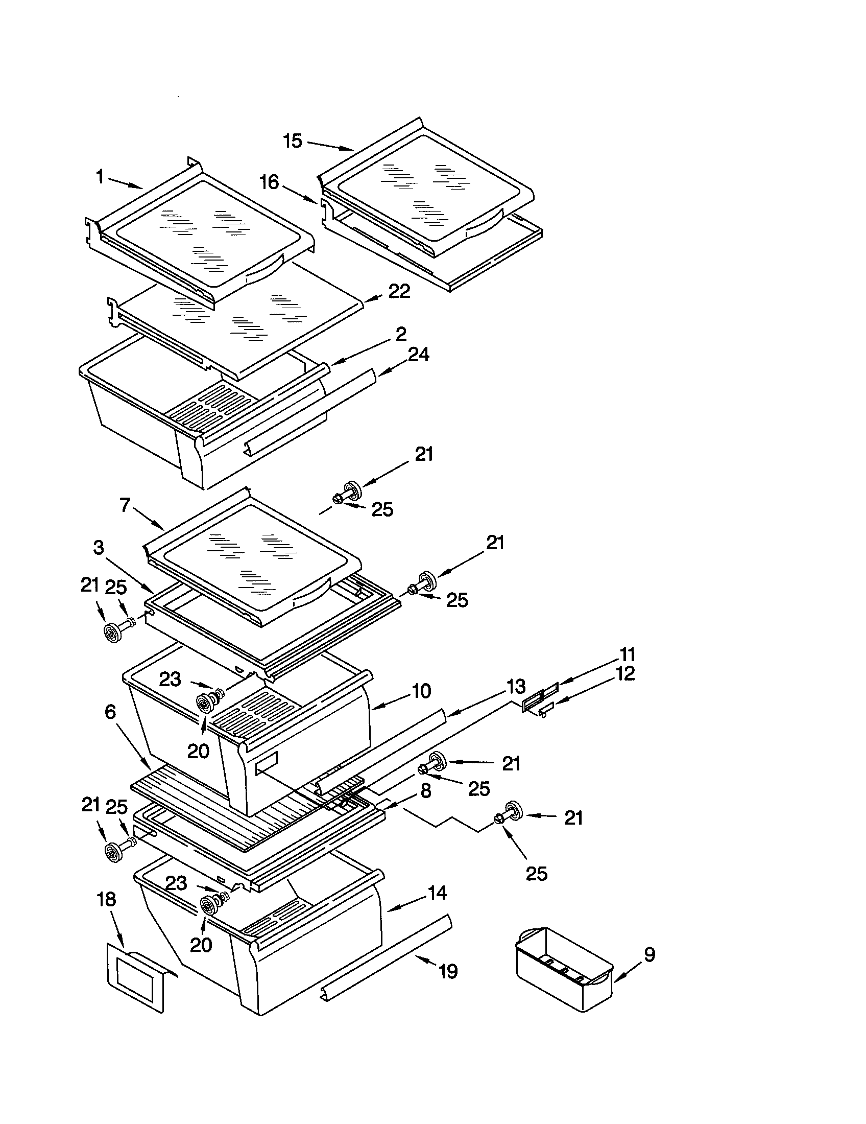 Kenmore 10651744100 refrigerator shelf diagram