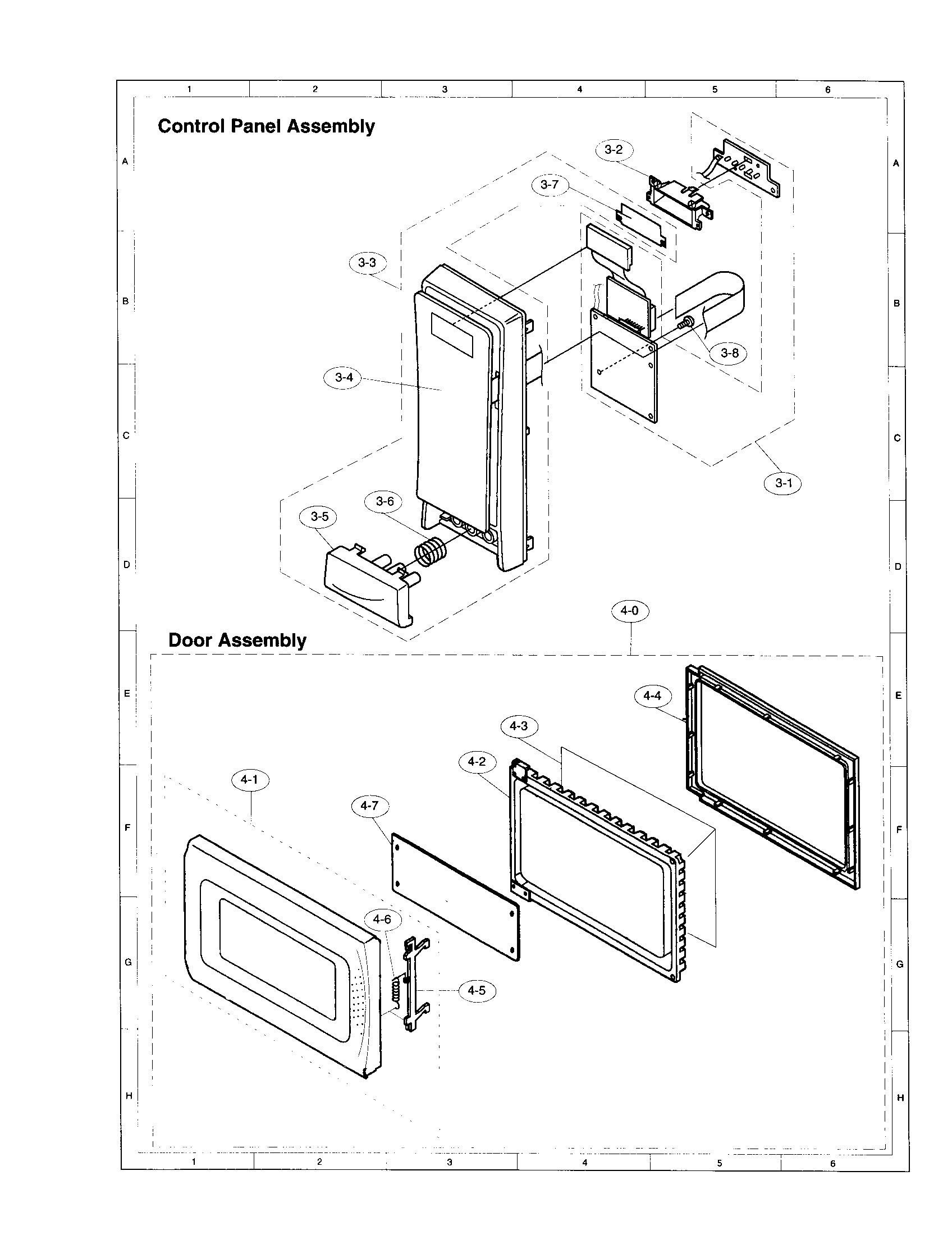 Sharp R-510AK control panel/door diagram