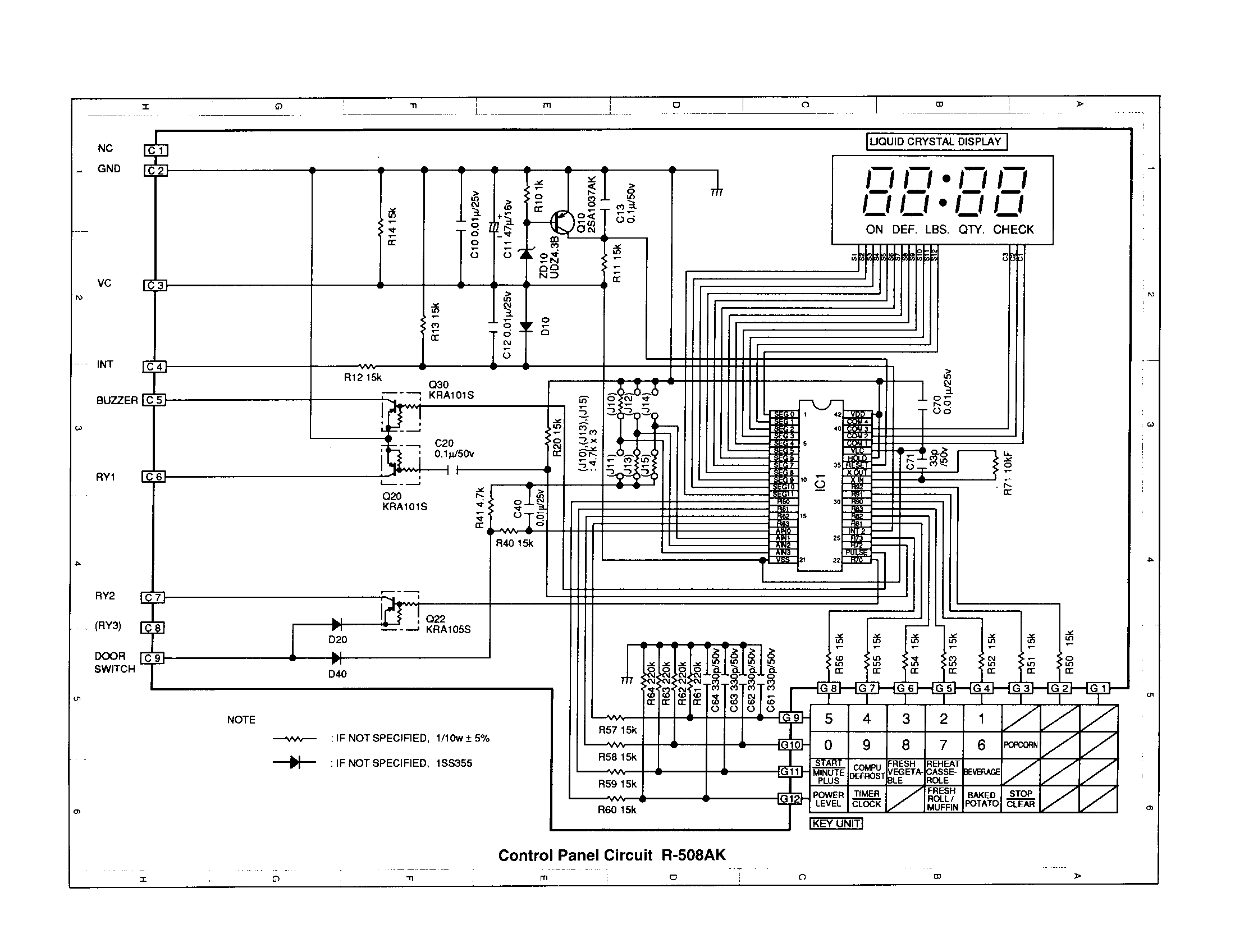Sharp R-510AK control panel circuit (r508ak) diagram