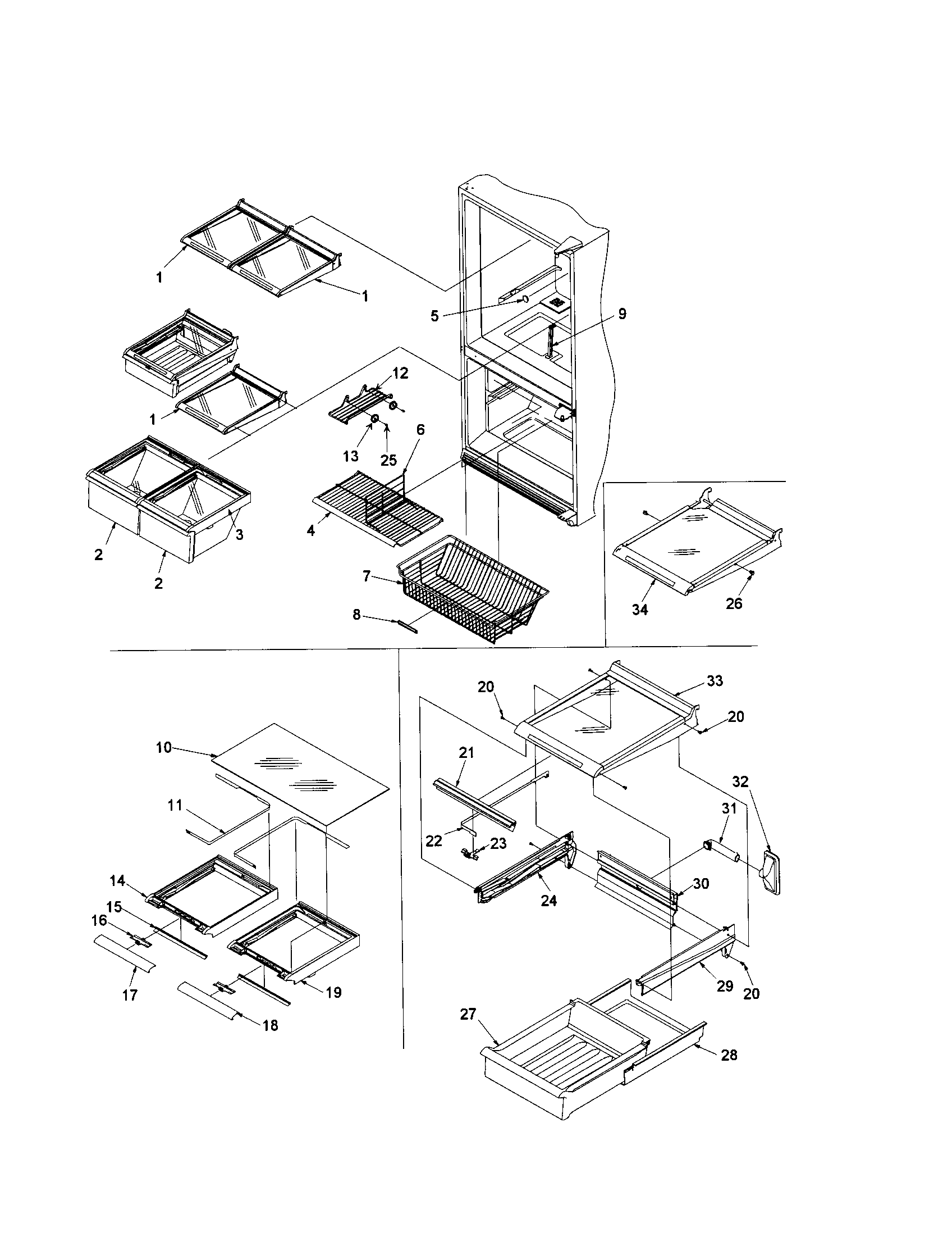 Kenmore 59671282101 shelving assembly diagram