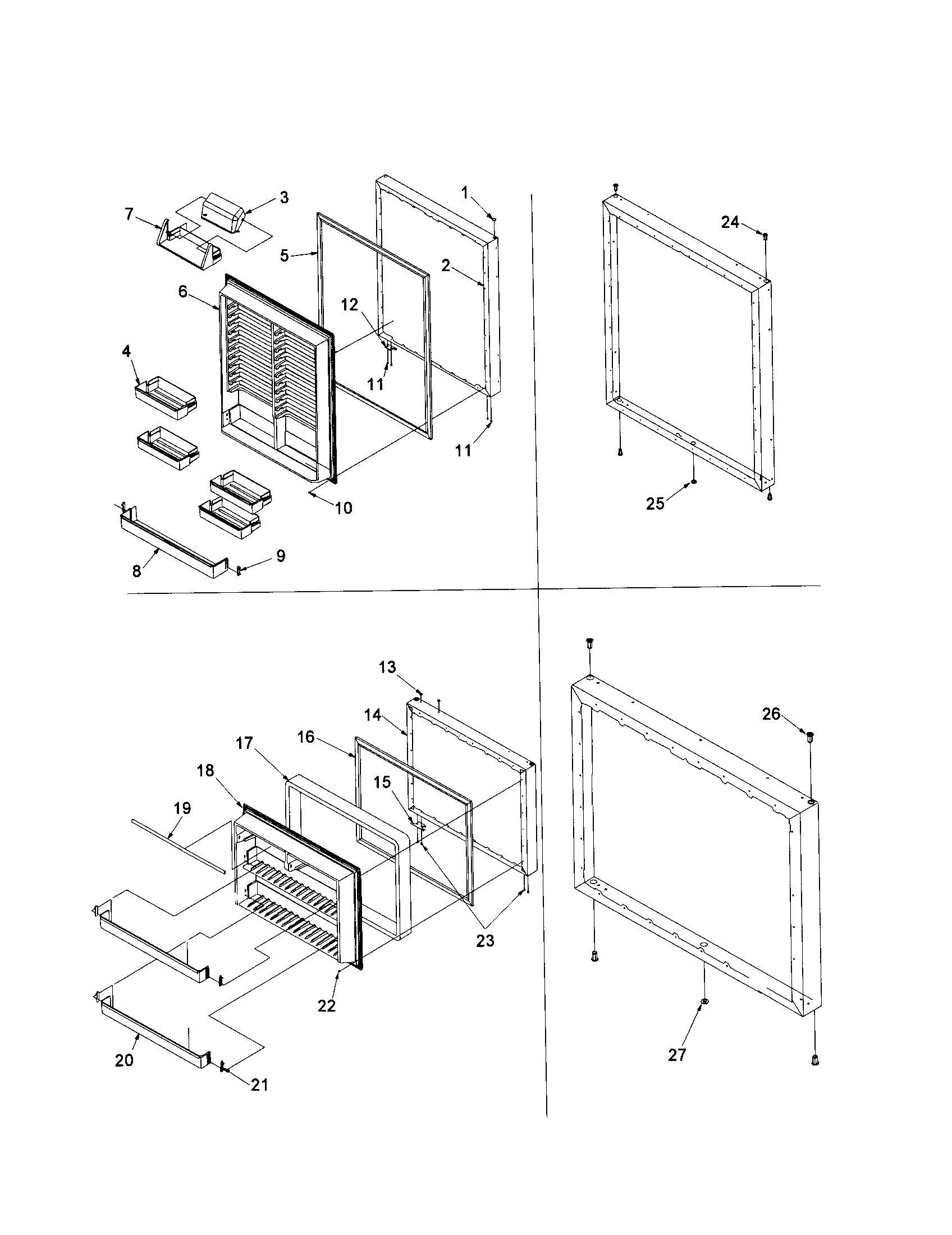 Kenmore 59671282101 door assembly diagram