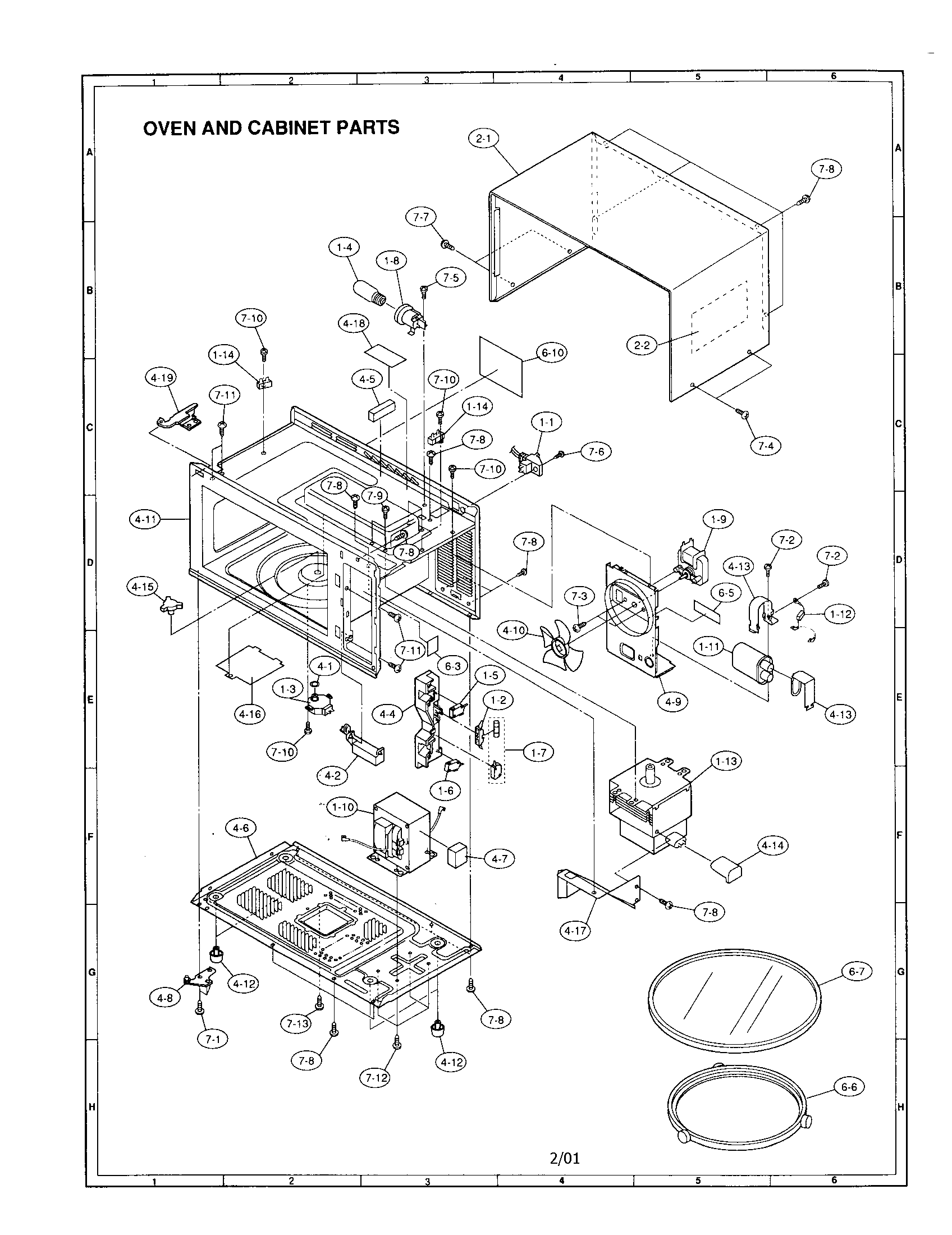 Sharp R-2A55 oven and cabinet diagram