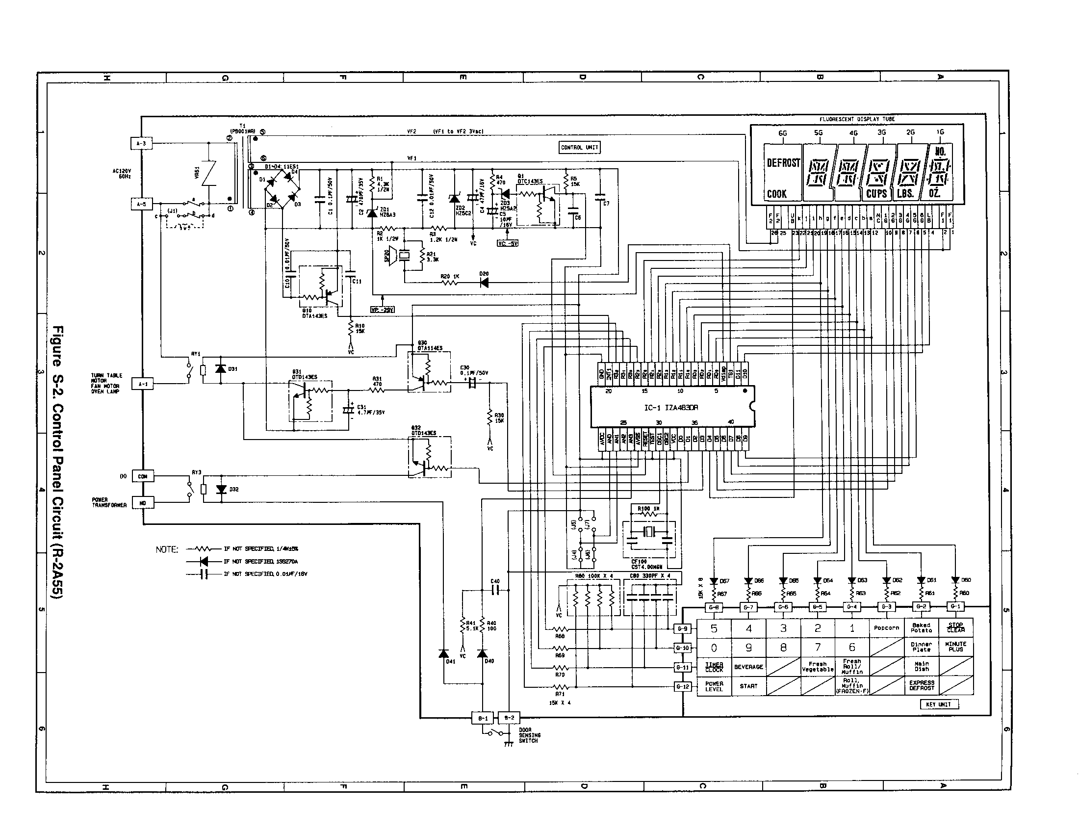 Sharp R-2A55 control panel circuit r-2a55 diagram