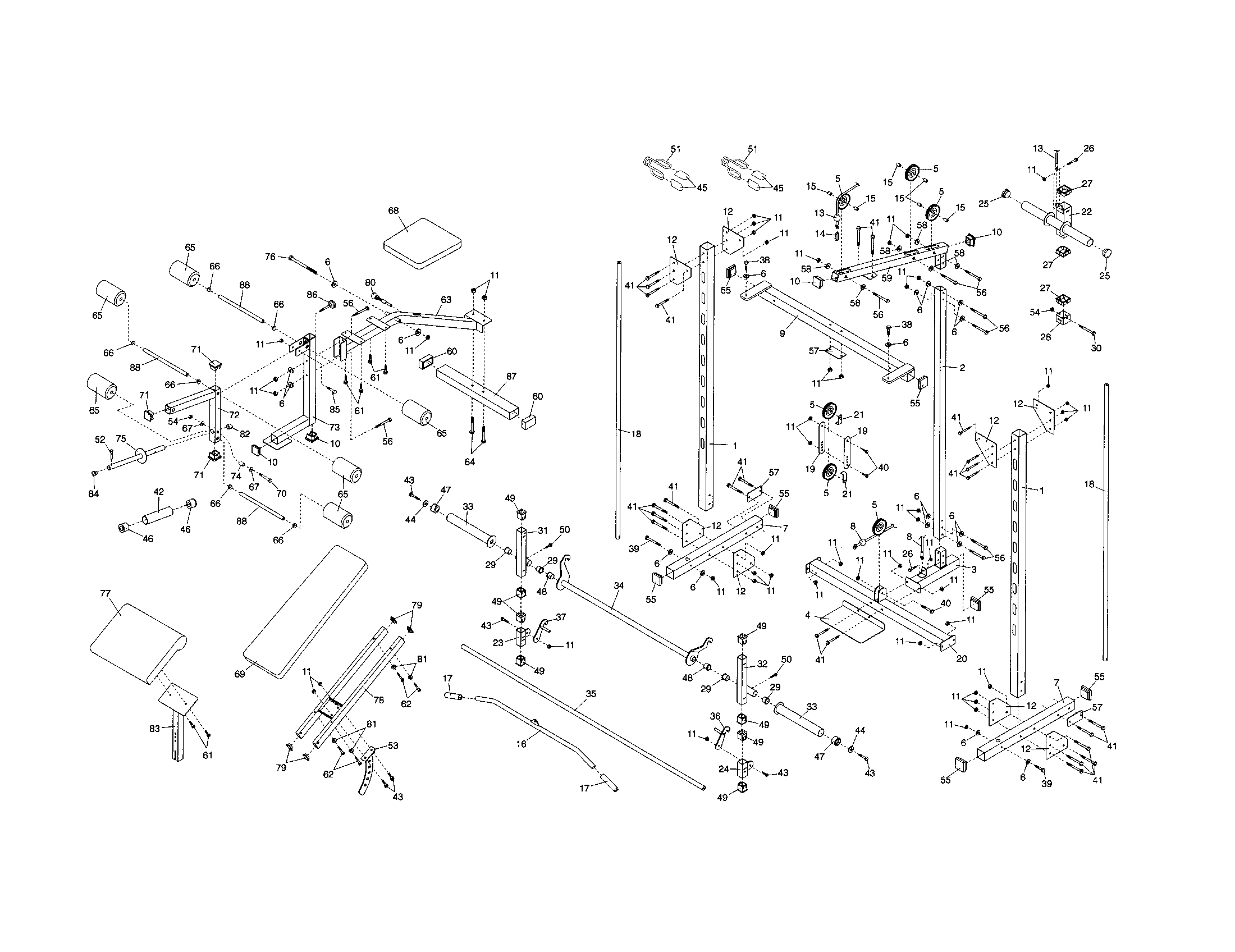 Weider WEBE29301 frame diagram