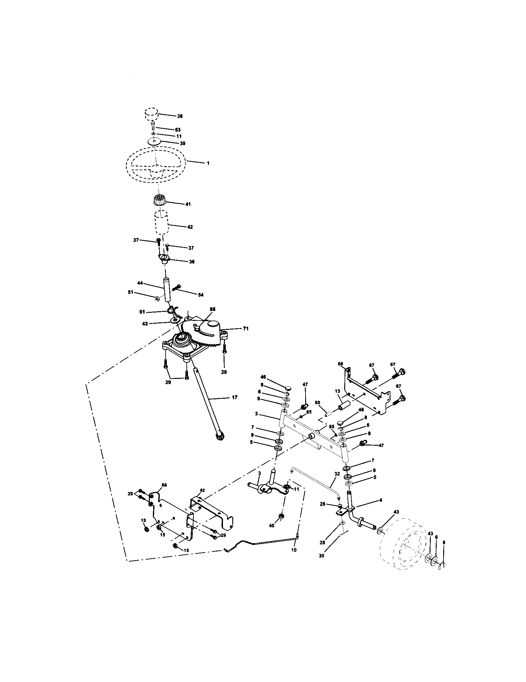 Craftsman 917272055 steering assembly diagram