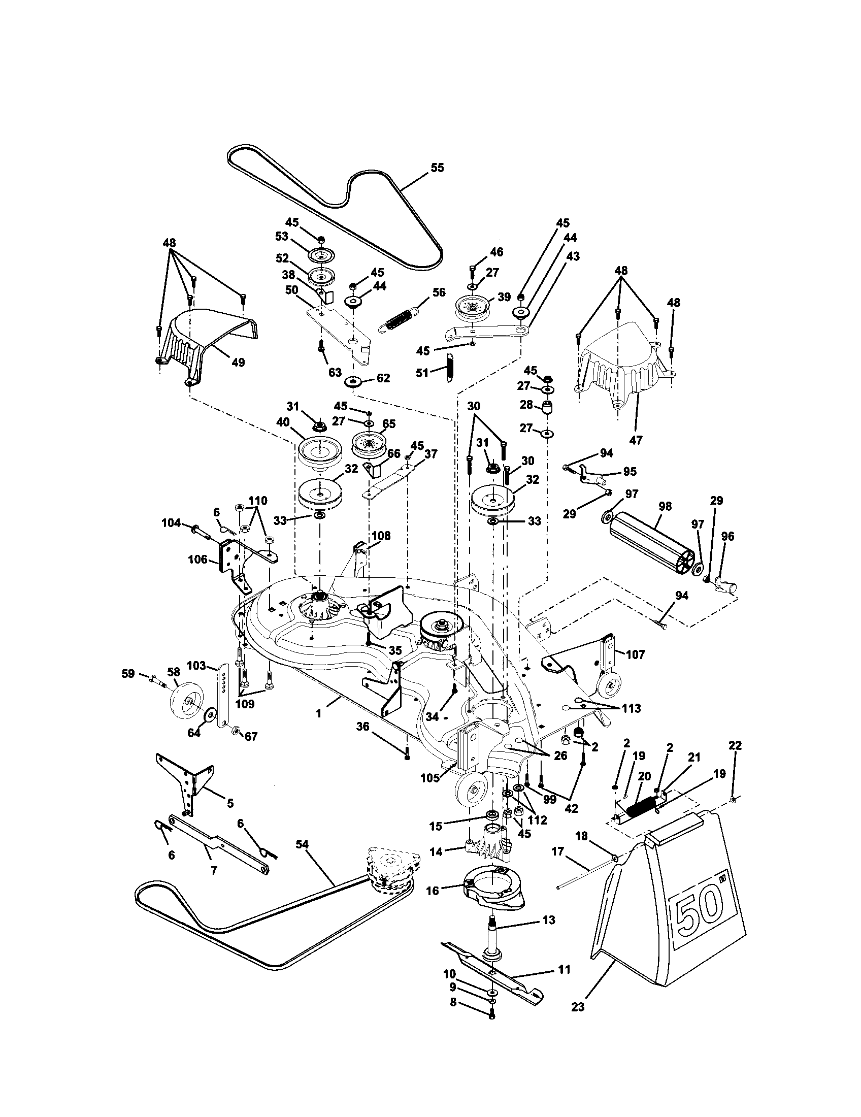 Craftsman 917279982 mower deck diagram