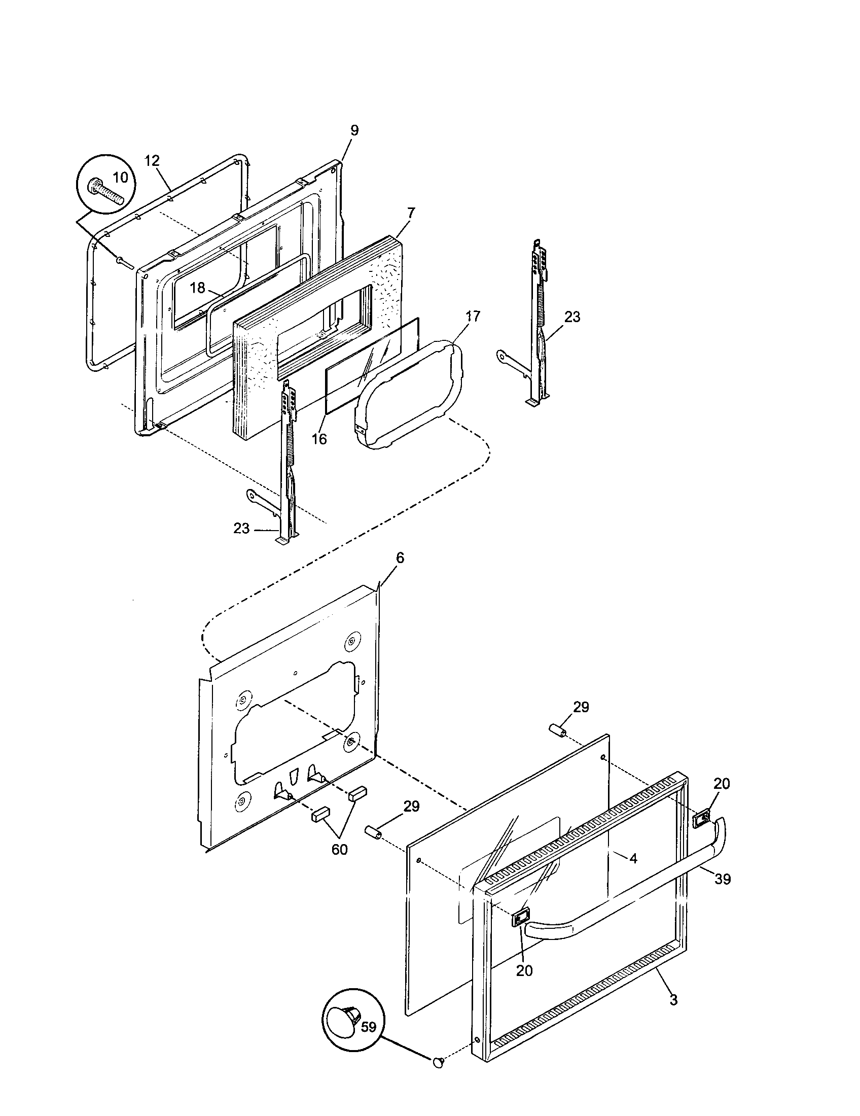 Frigidaire FEB500CEBF door diagram