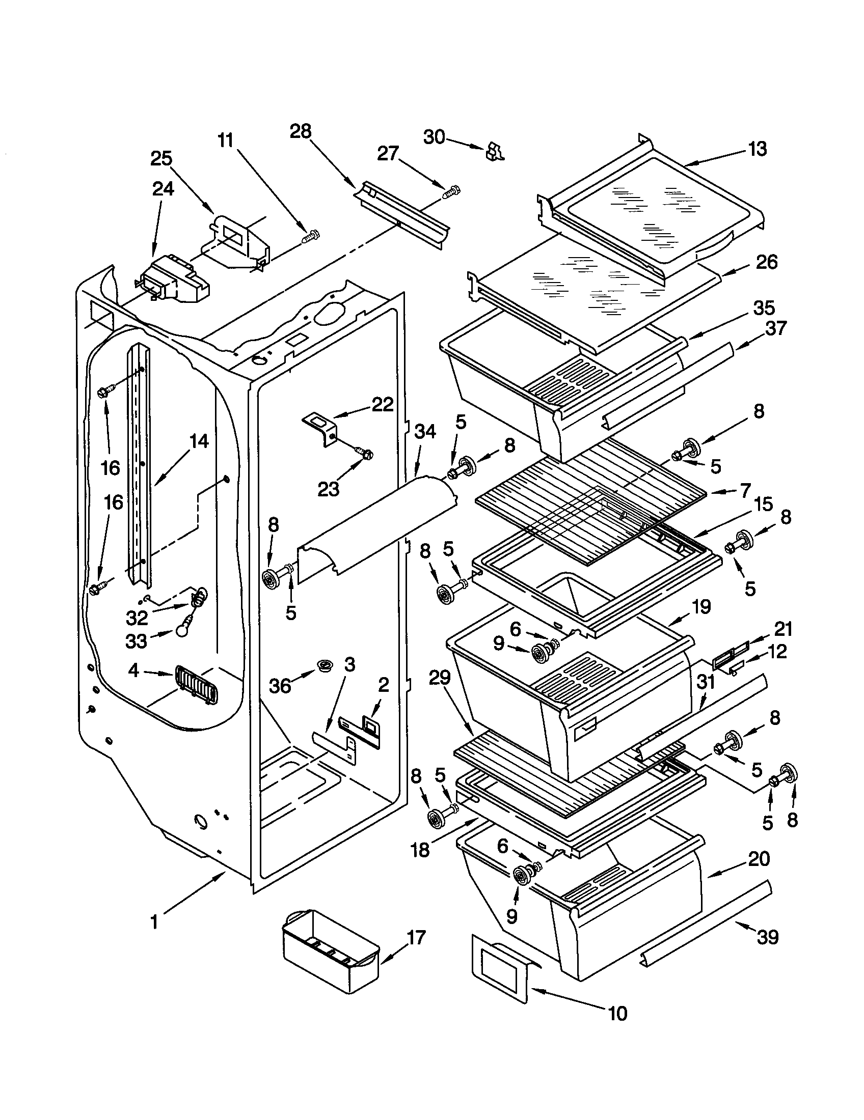 Kenmore 10641512100 refrigerator liner diagram