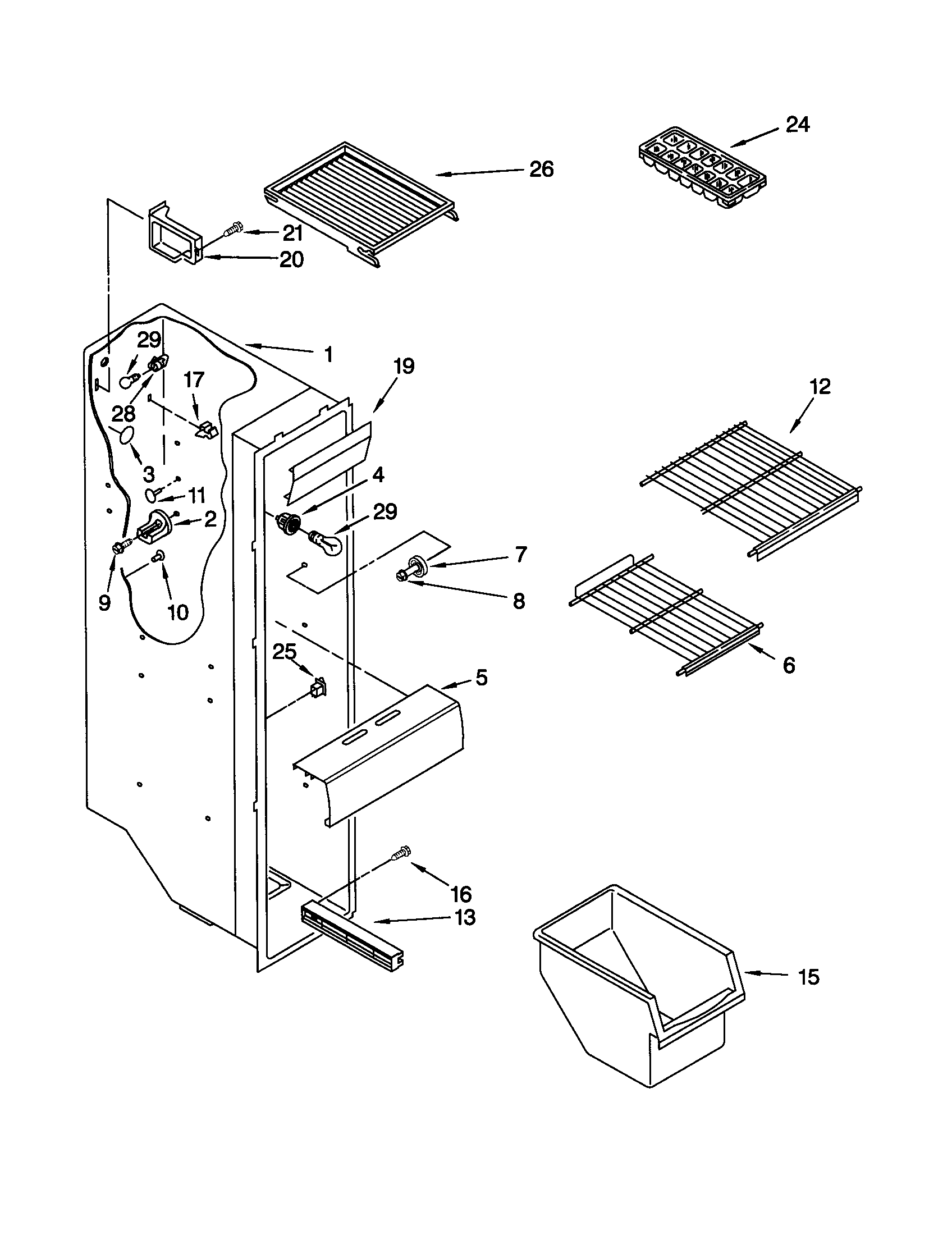 Kenmore 10641512100 freezer liner diagram