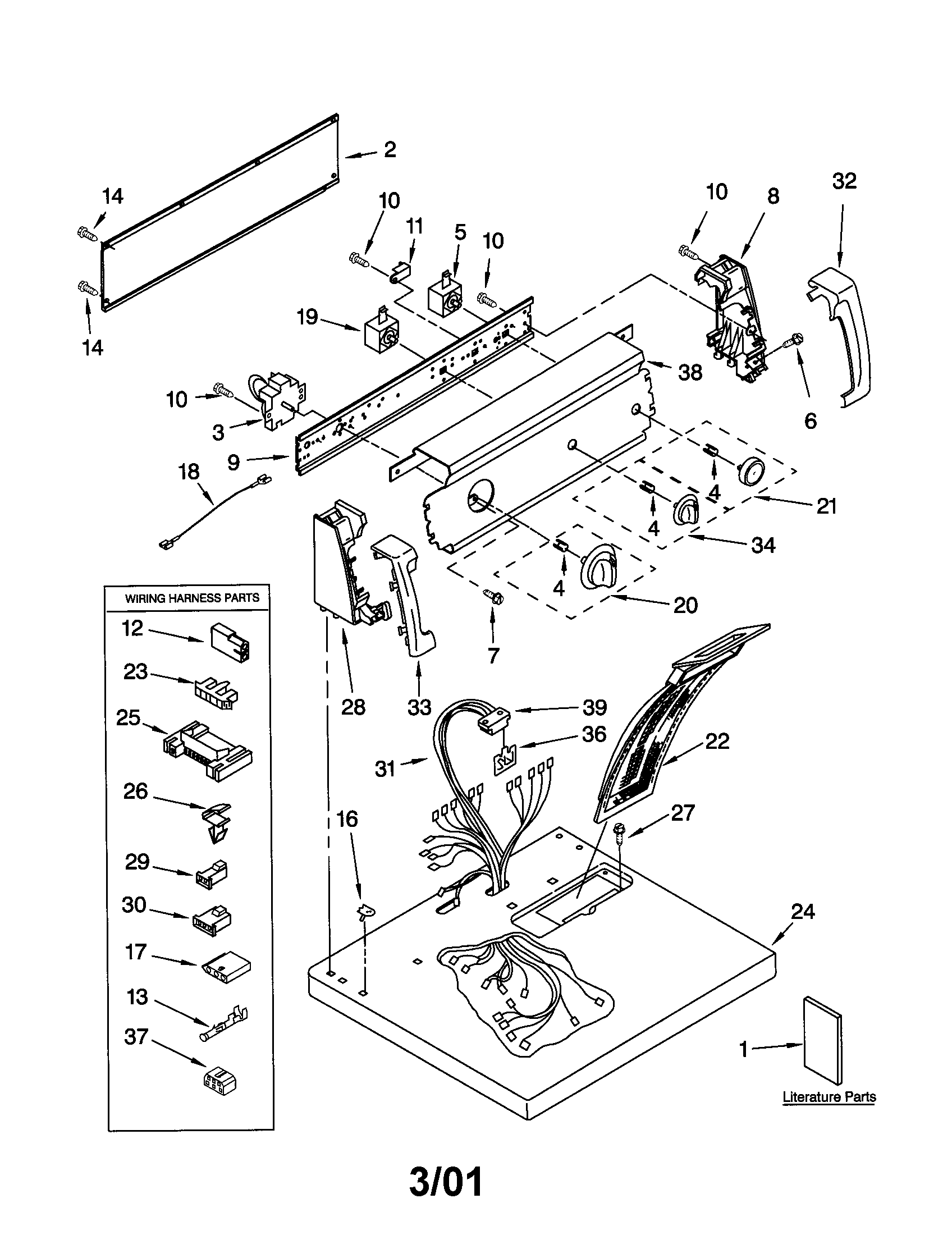 Kenmore 11072812100 top and console diagram
